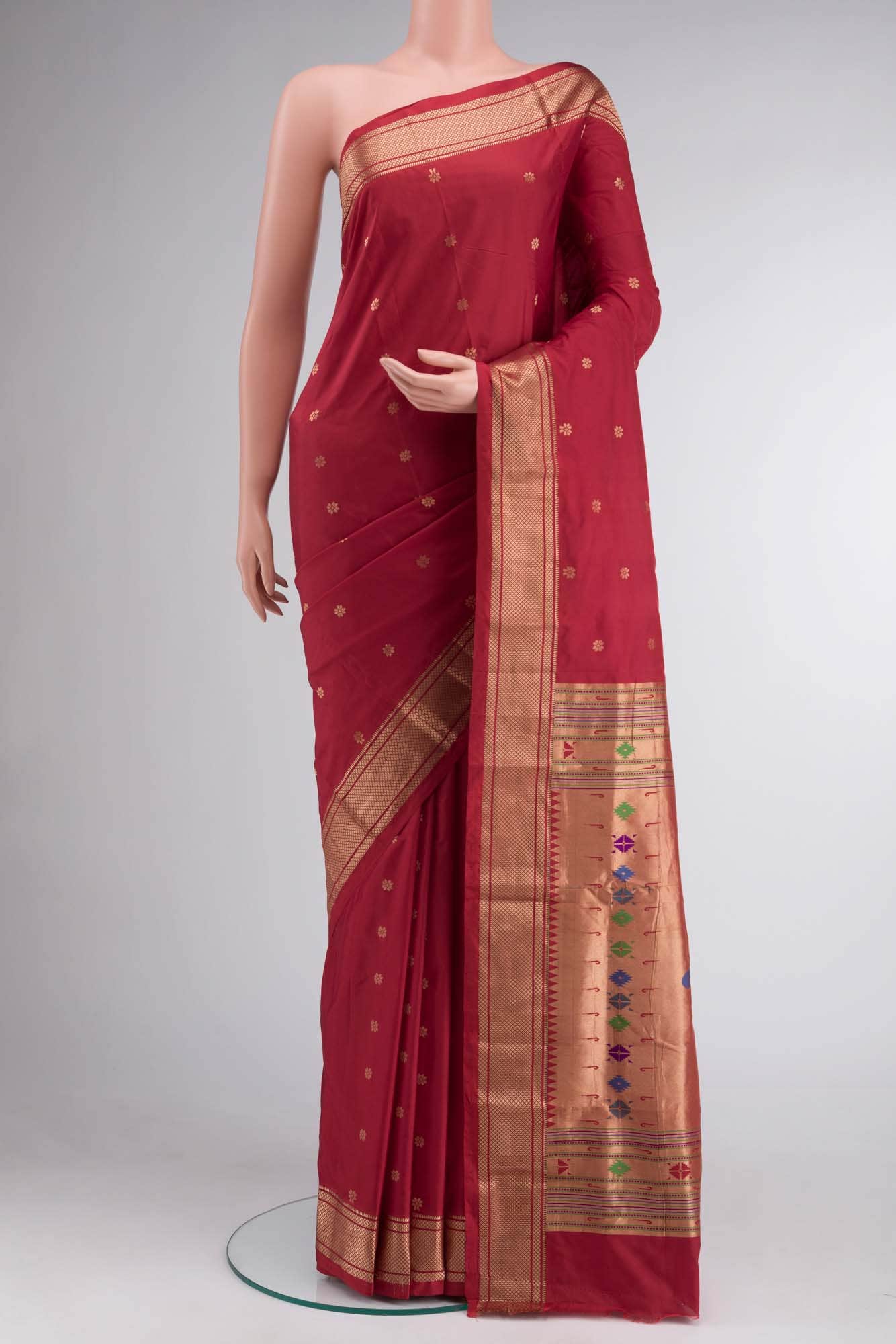 Red Blended Bangalore Silk Saree
