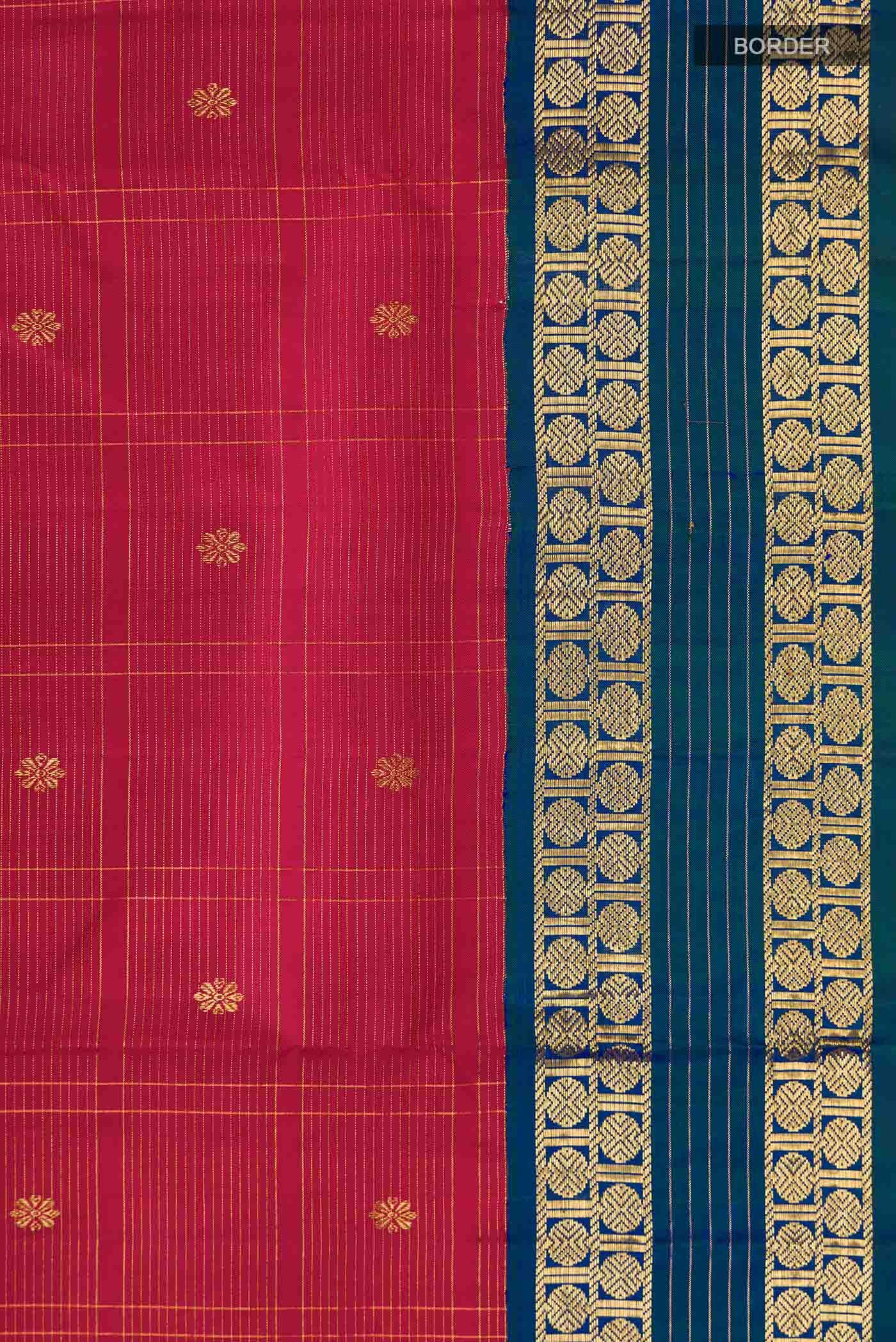 Pure Silk Pure Zari Red Kanchipuram Nine Yards Saree