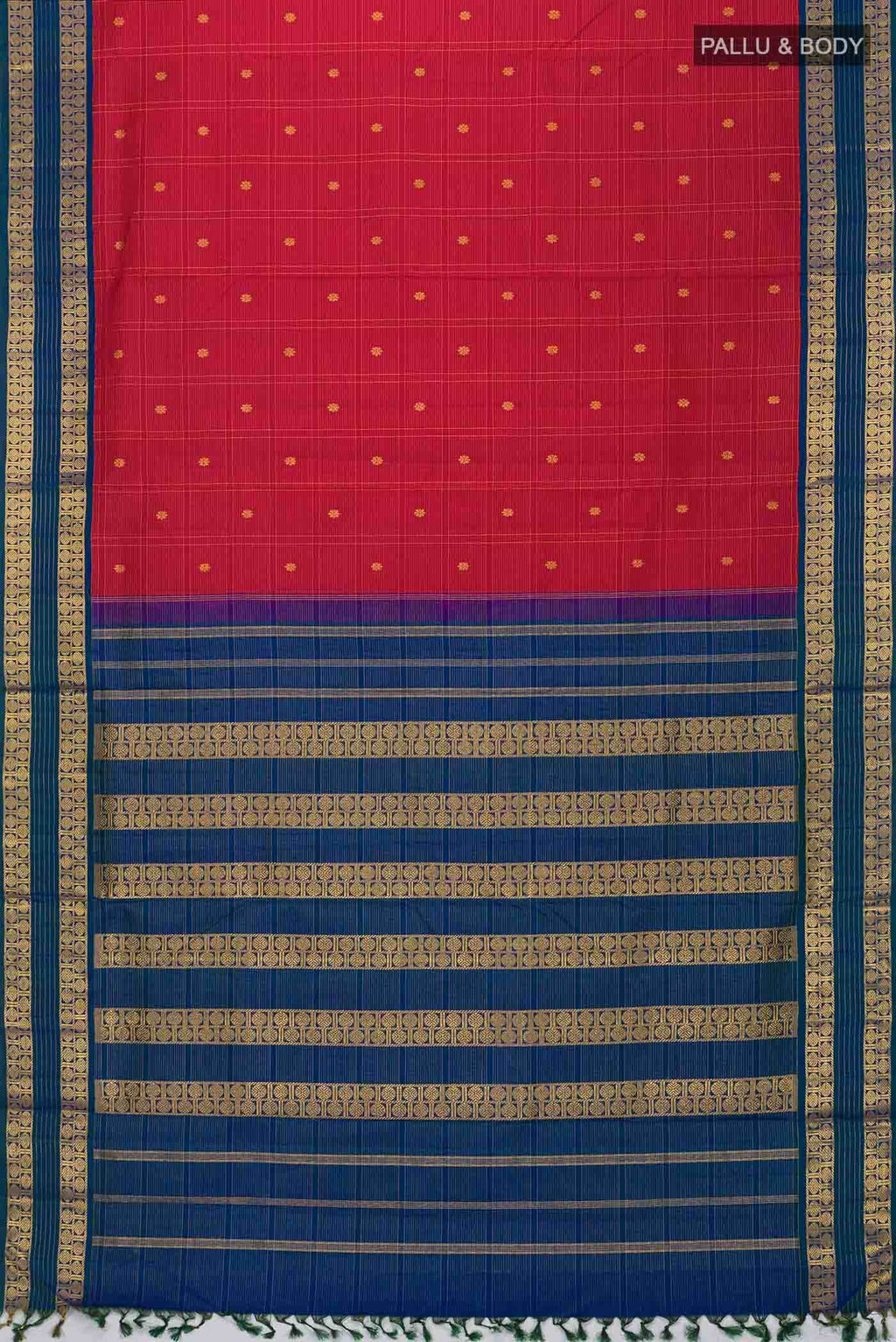 Pure Silk Pure Zari Red Kanchipuram Nine Yards Saree