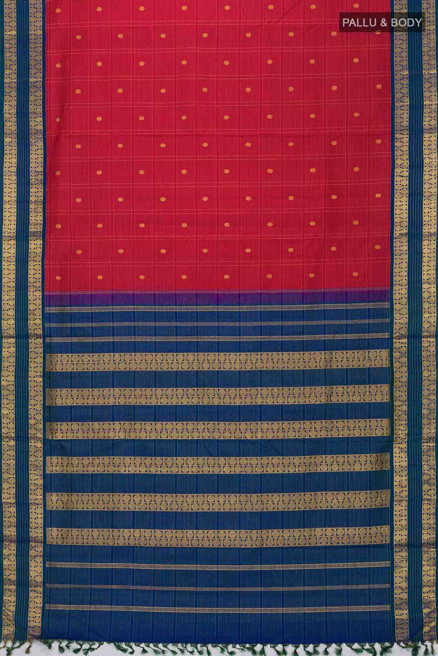 Pure Silk Pure Zari Red Kanchipuram Nine Yards Saree