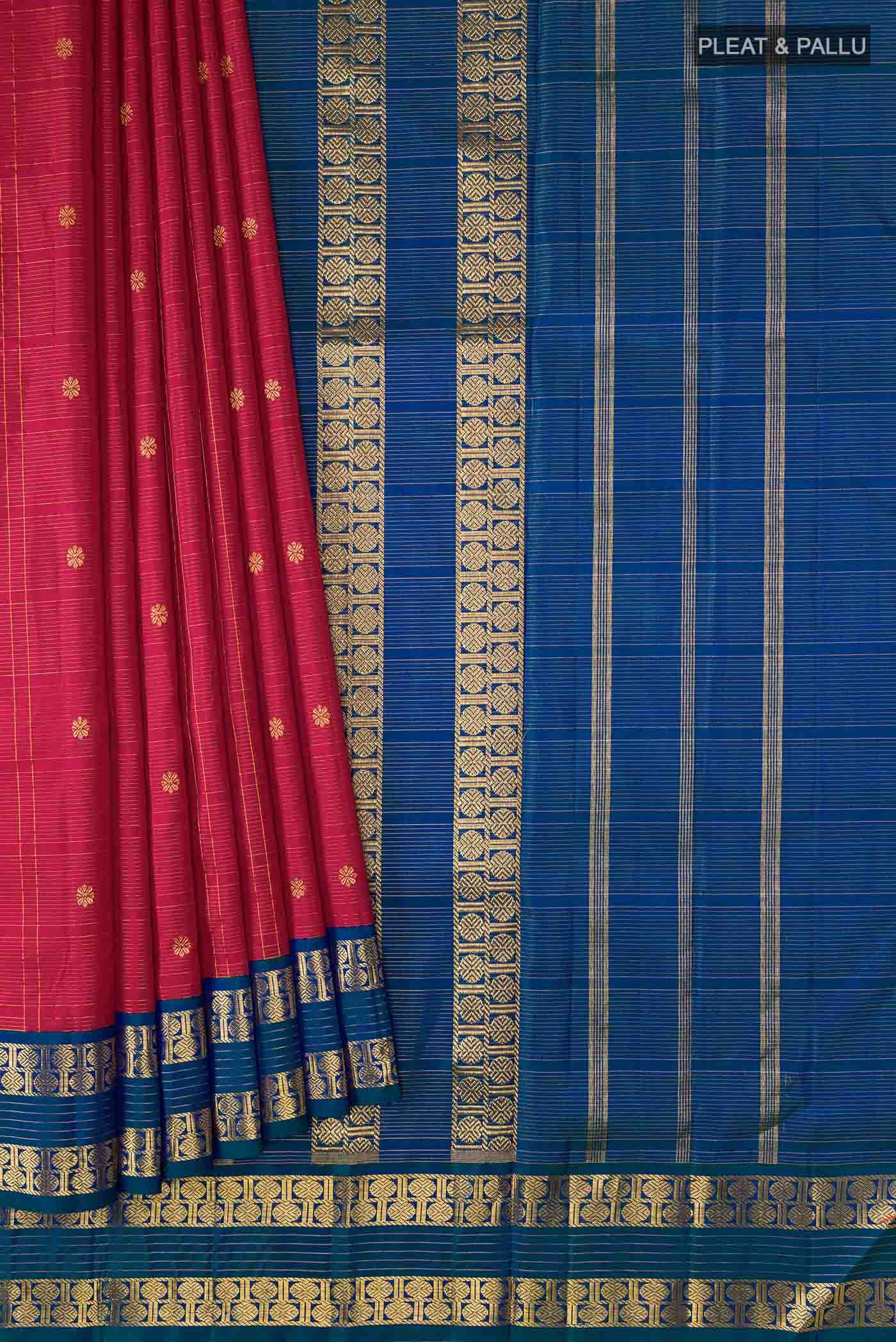Pure Silk Pure Zari Red Kanchipuram Nine Yards Saree