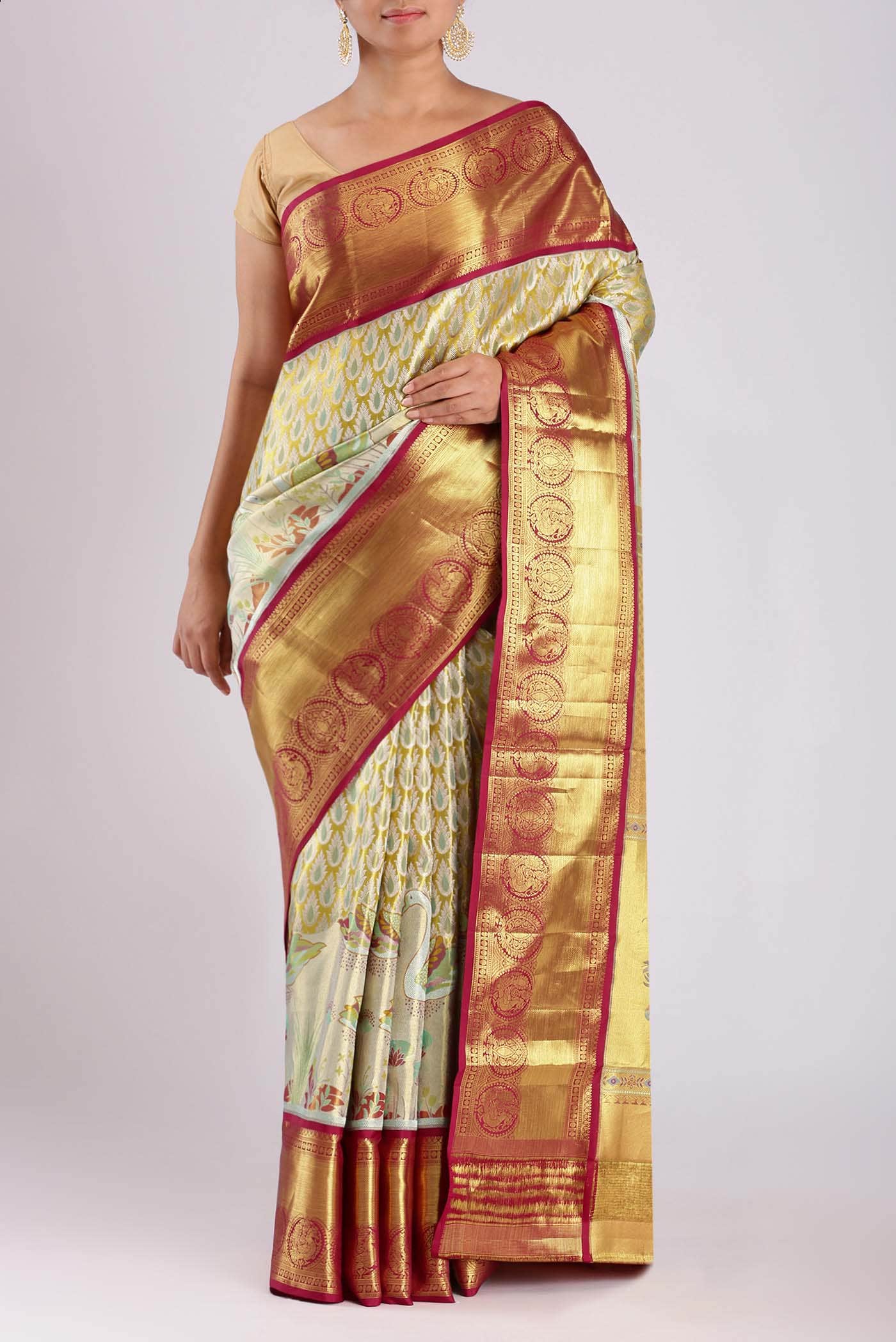 Gold Kanchipuram Silk Saree