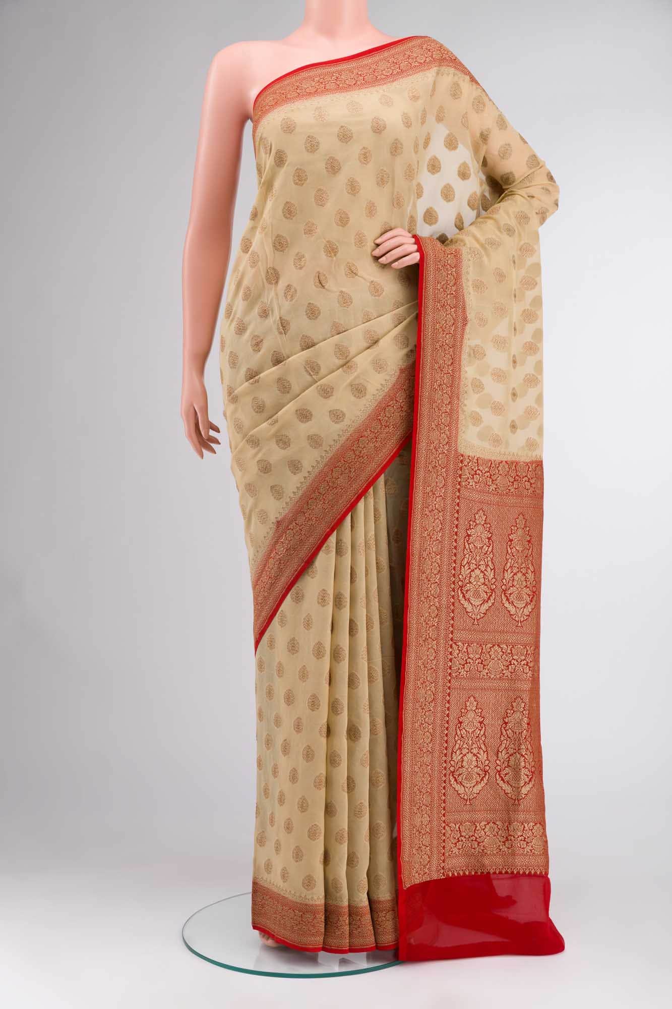 Beige Banarasi Georgette Saree