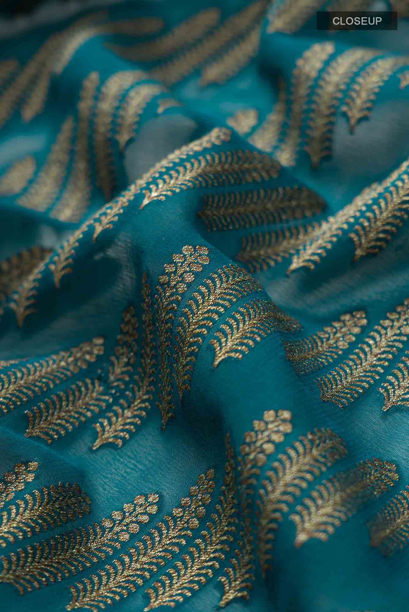 Blue Banarasi Georgette Saree