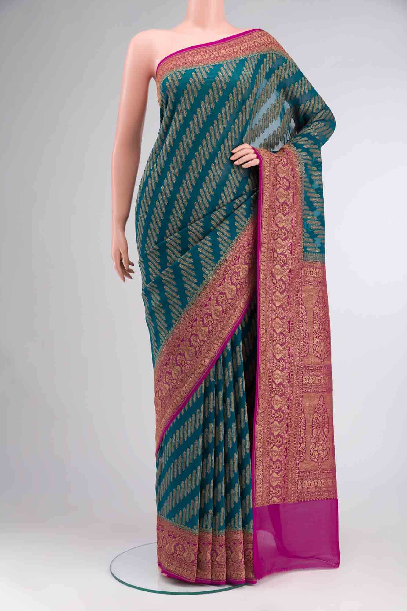 Blue Banarasi Georgette Saree