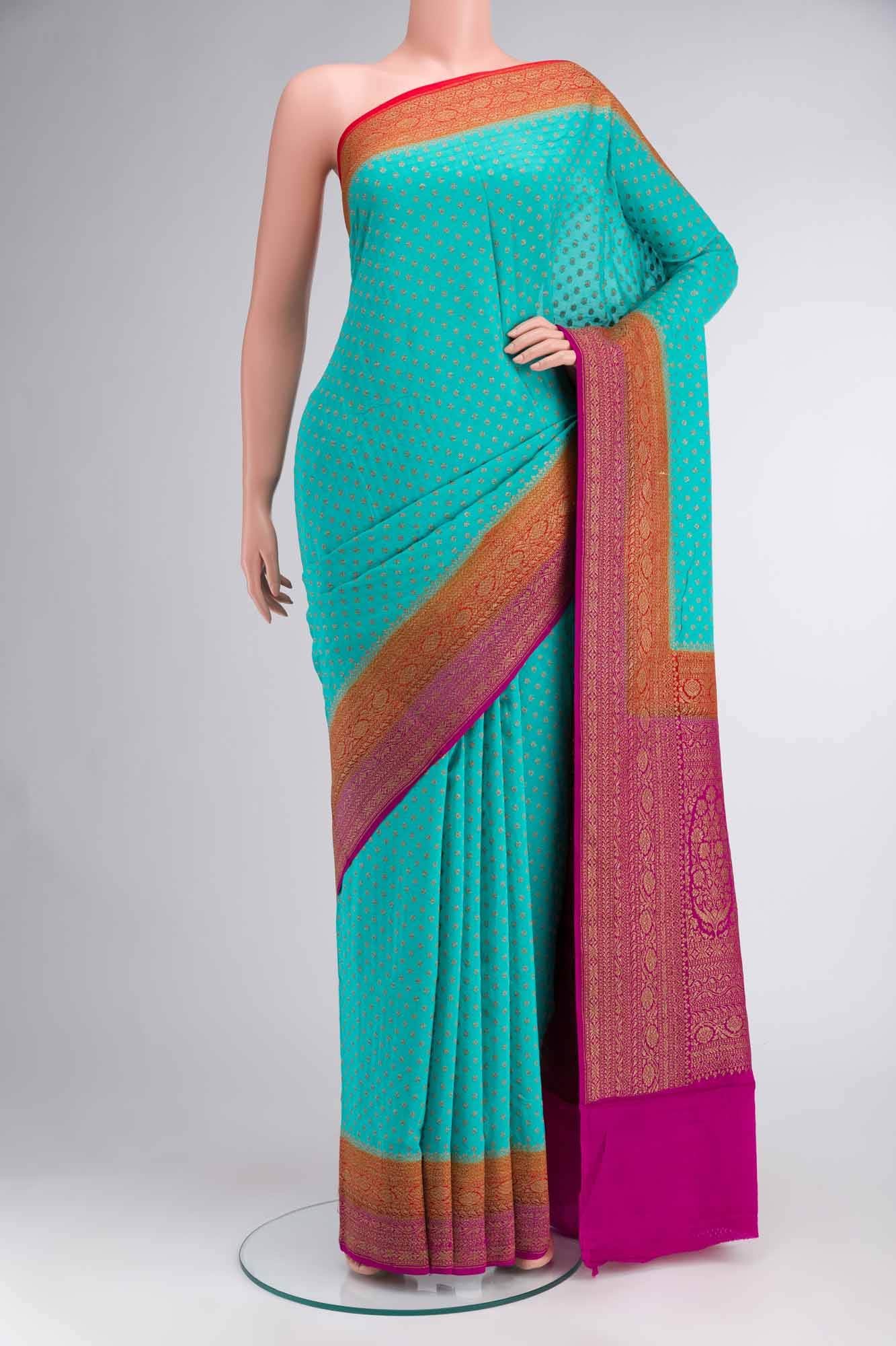 Green Banarasi Georgette Saree