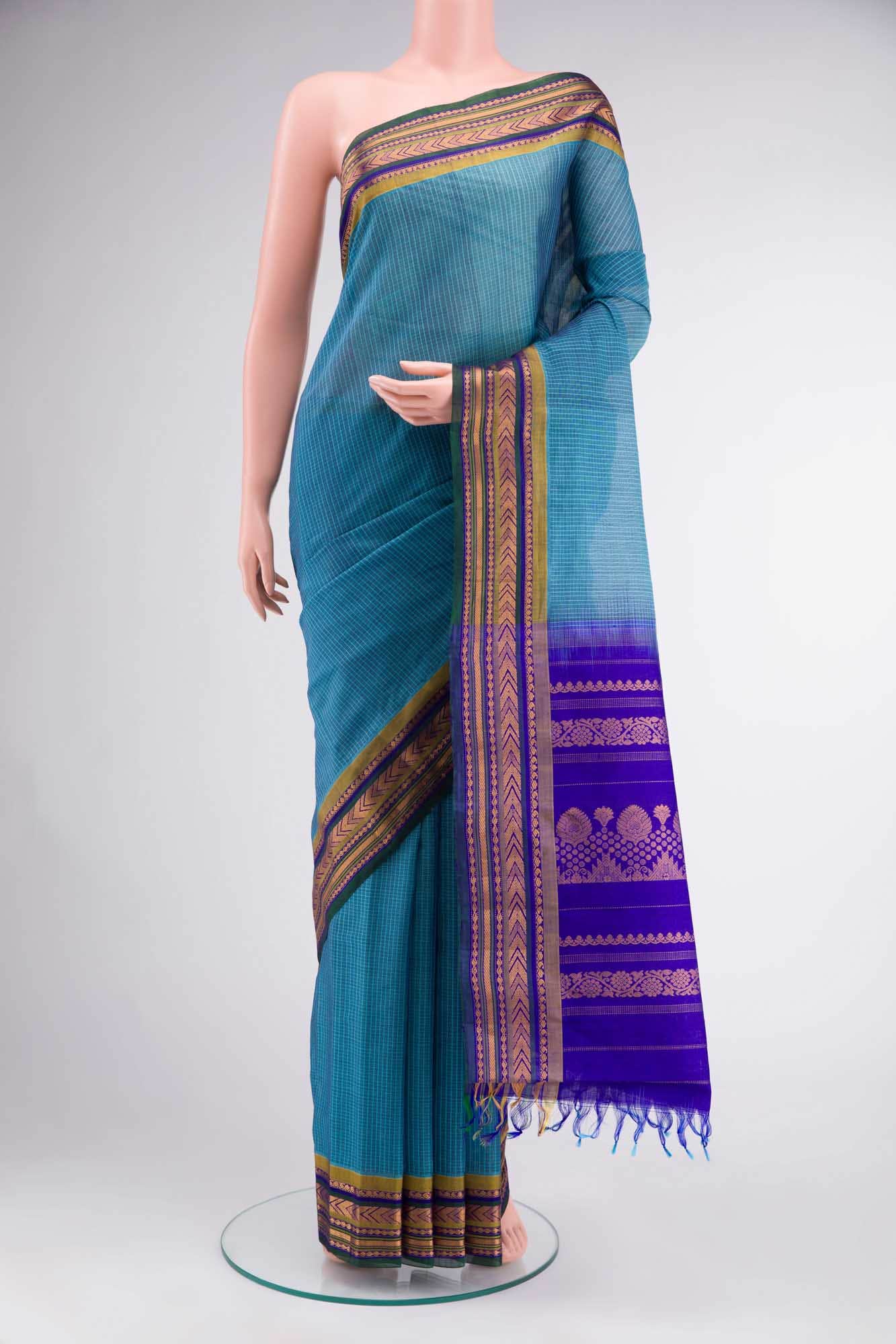 Blue Gadwal cotton Saree