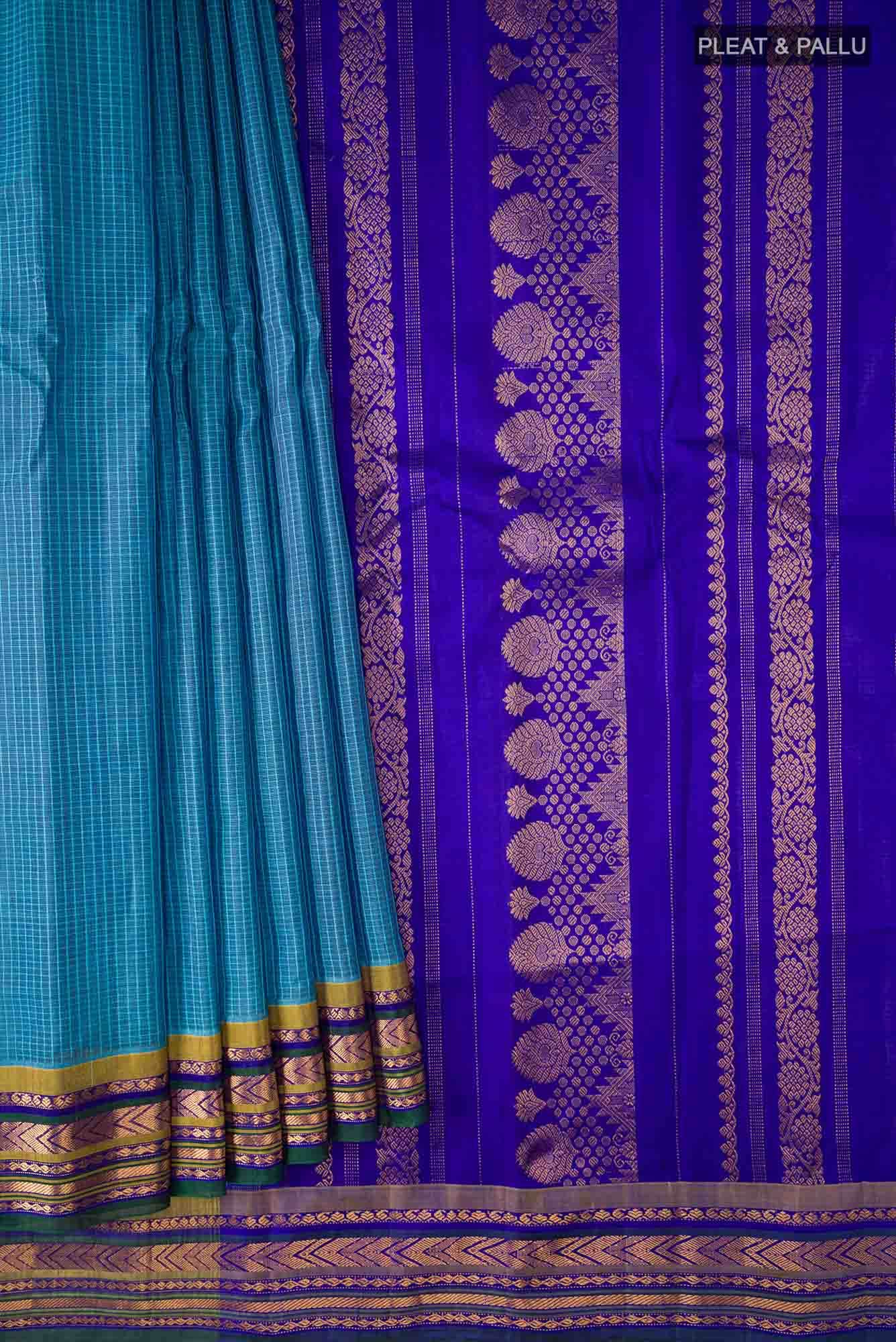 Blue Gadwal cotton Saree