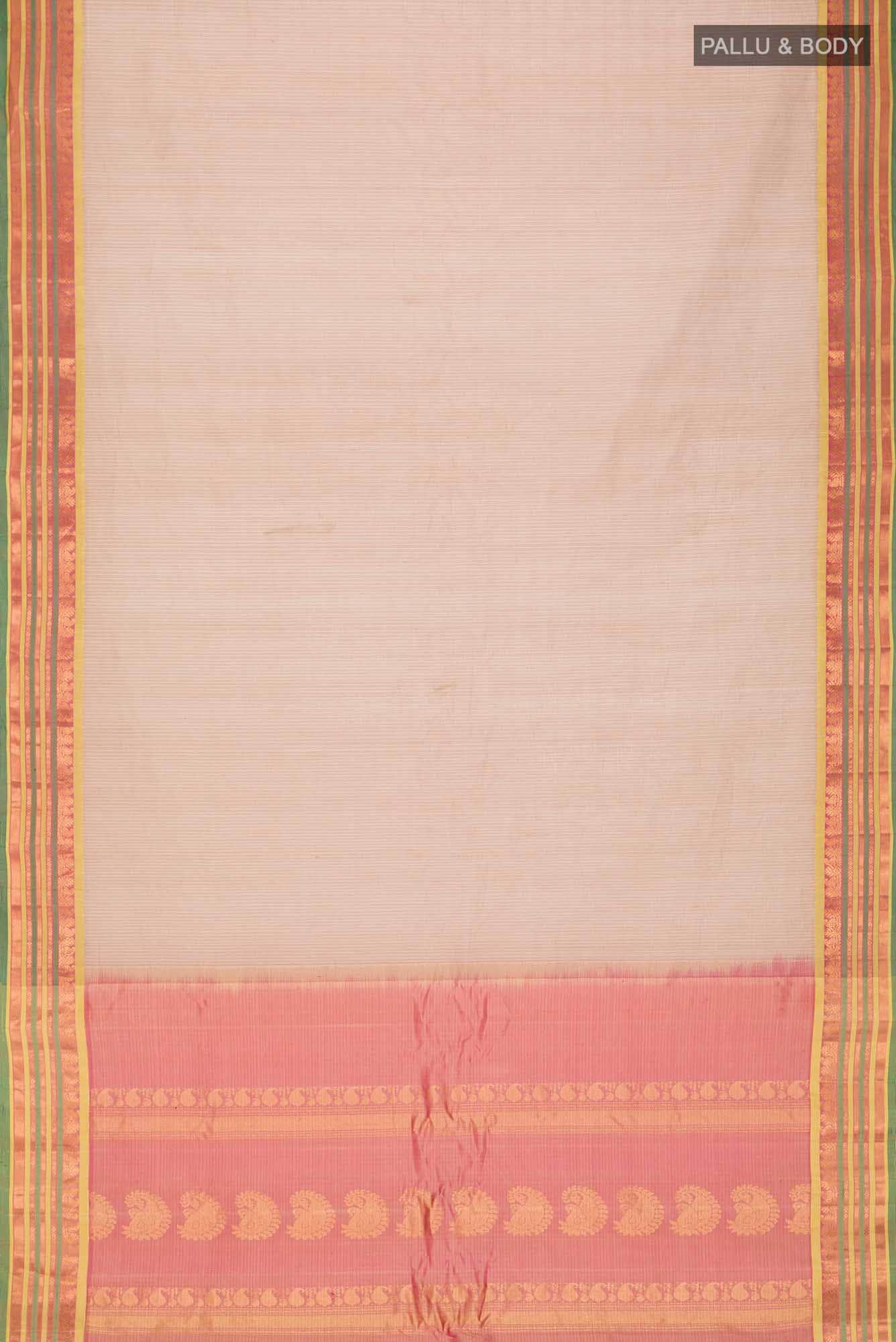 Beige Gadwal Silk Cotton Saree