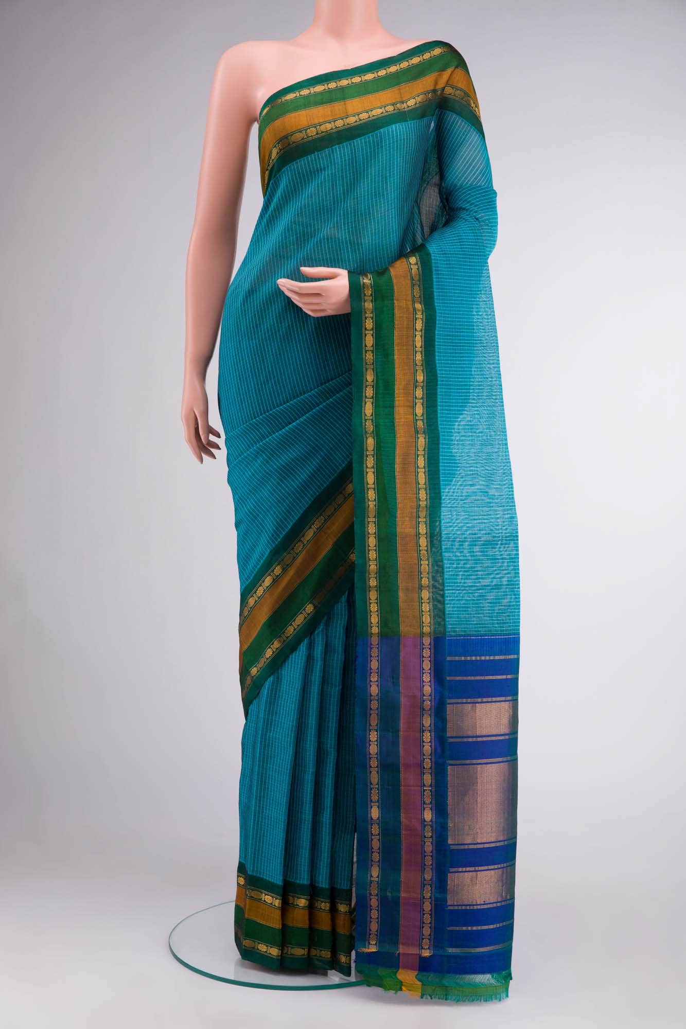 Blue Gadwal cotton Saree