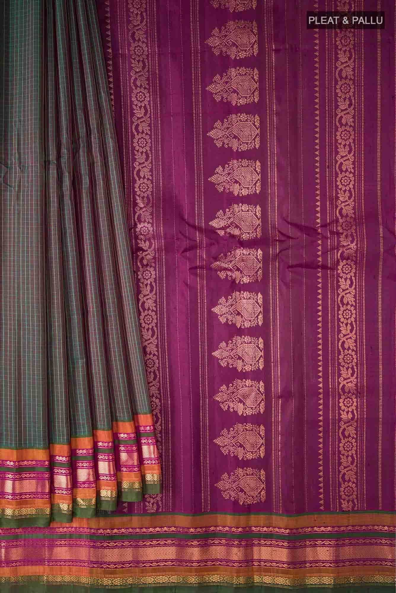 Green Gadwal cotton Saree
