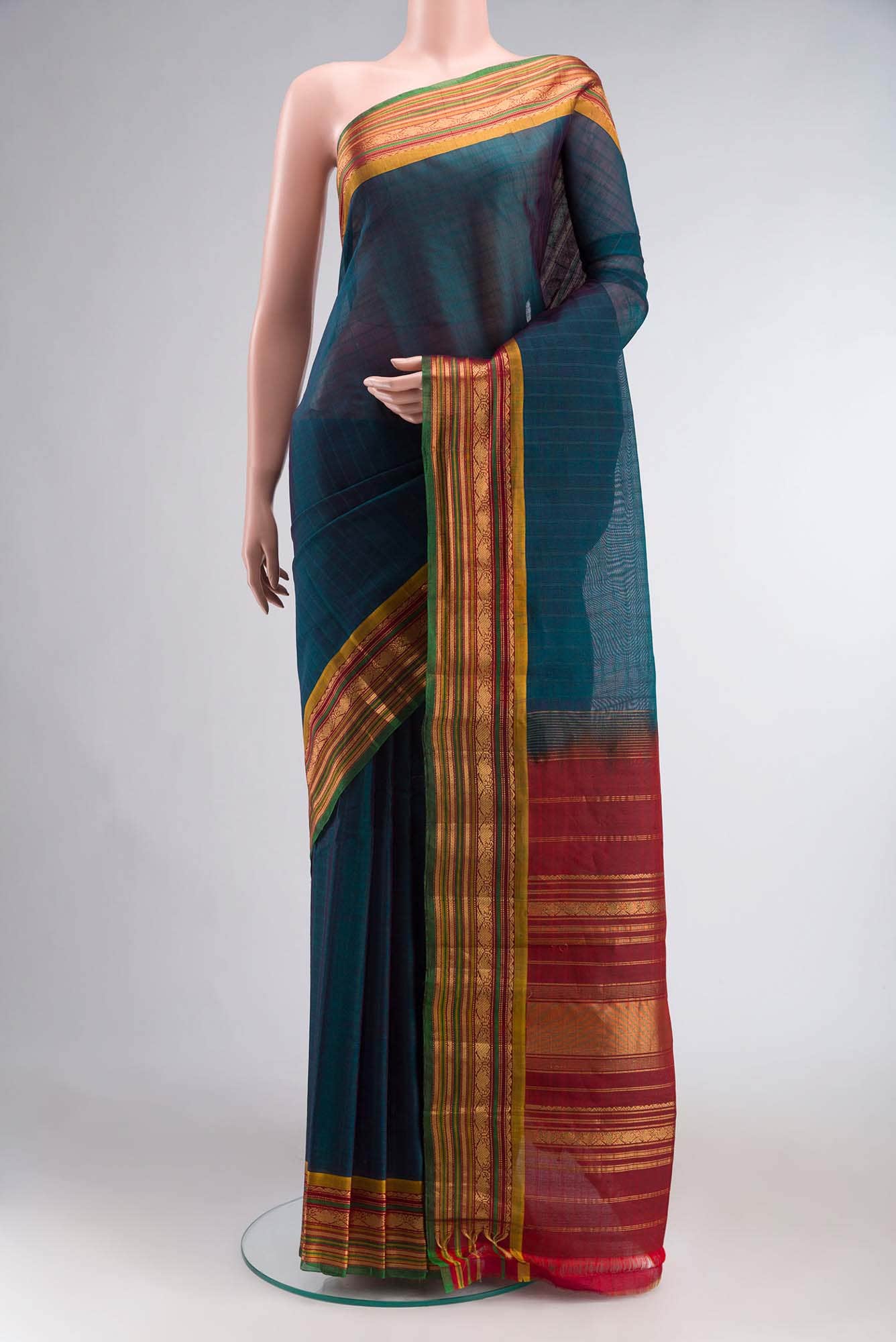 Blue Gadwal Silk Cotton Saree