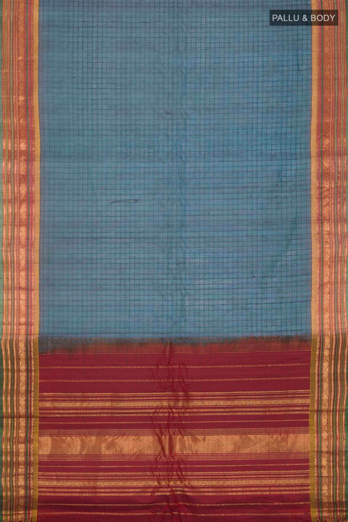 Blue Gadwal Silk Cotton Saree