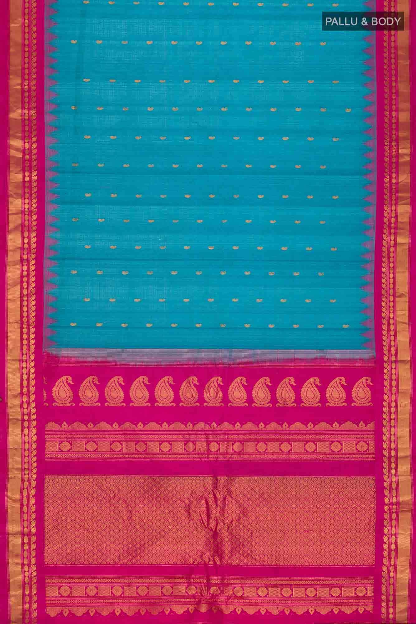 Blue Gadwal Silk Cotton Saree