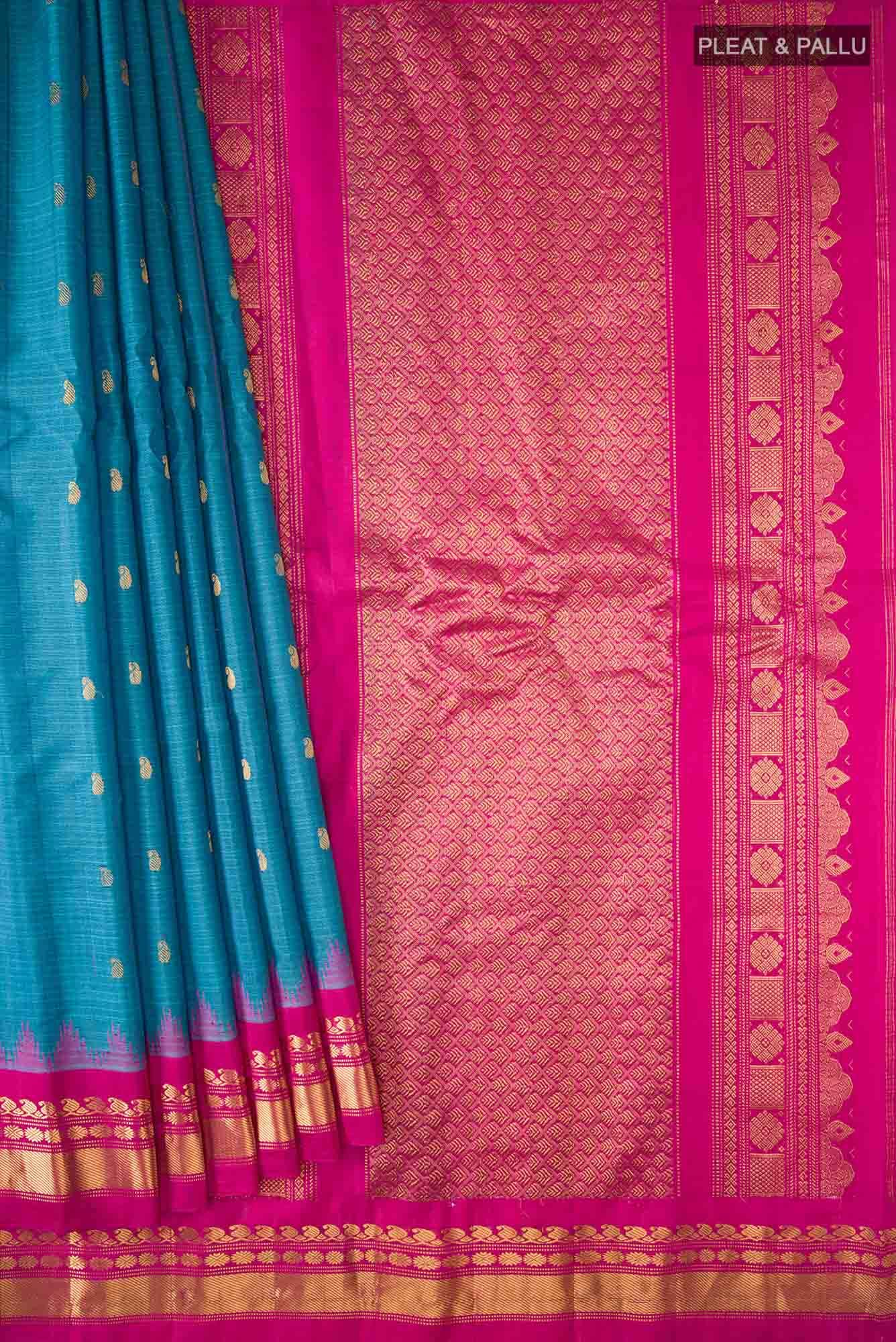 Blue Gadwal Silk Cotton Saree