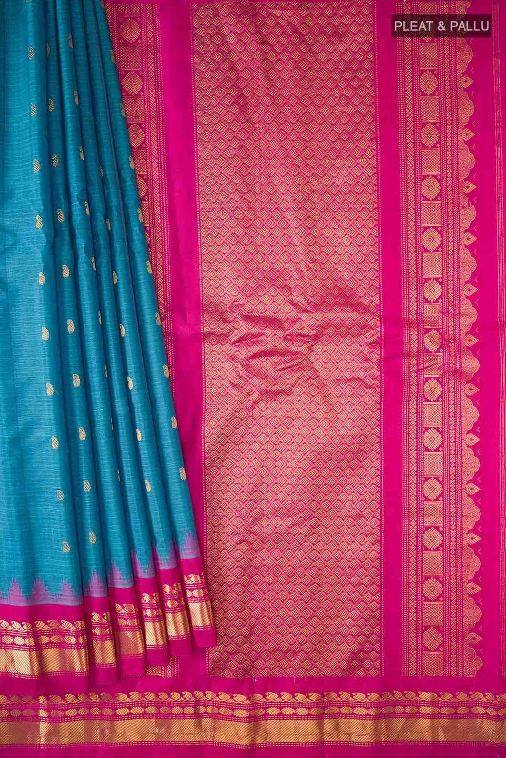 Blue Gadwal Silk Cotton Saree