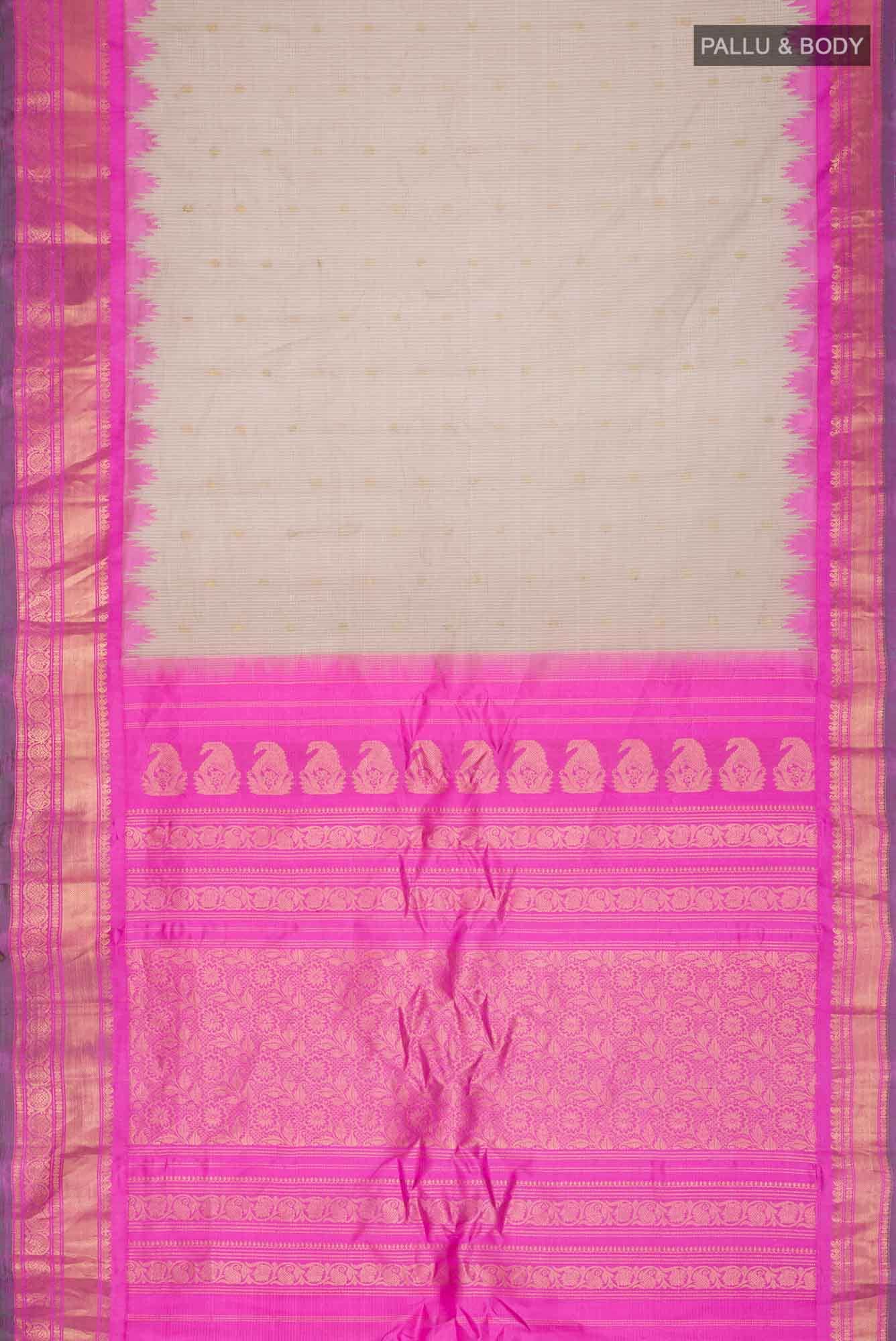 Beige Gadwal Silk Cotton Saree