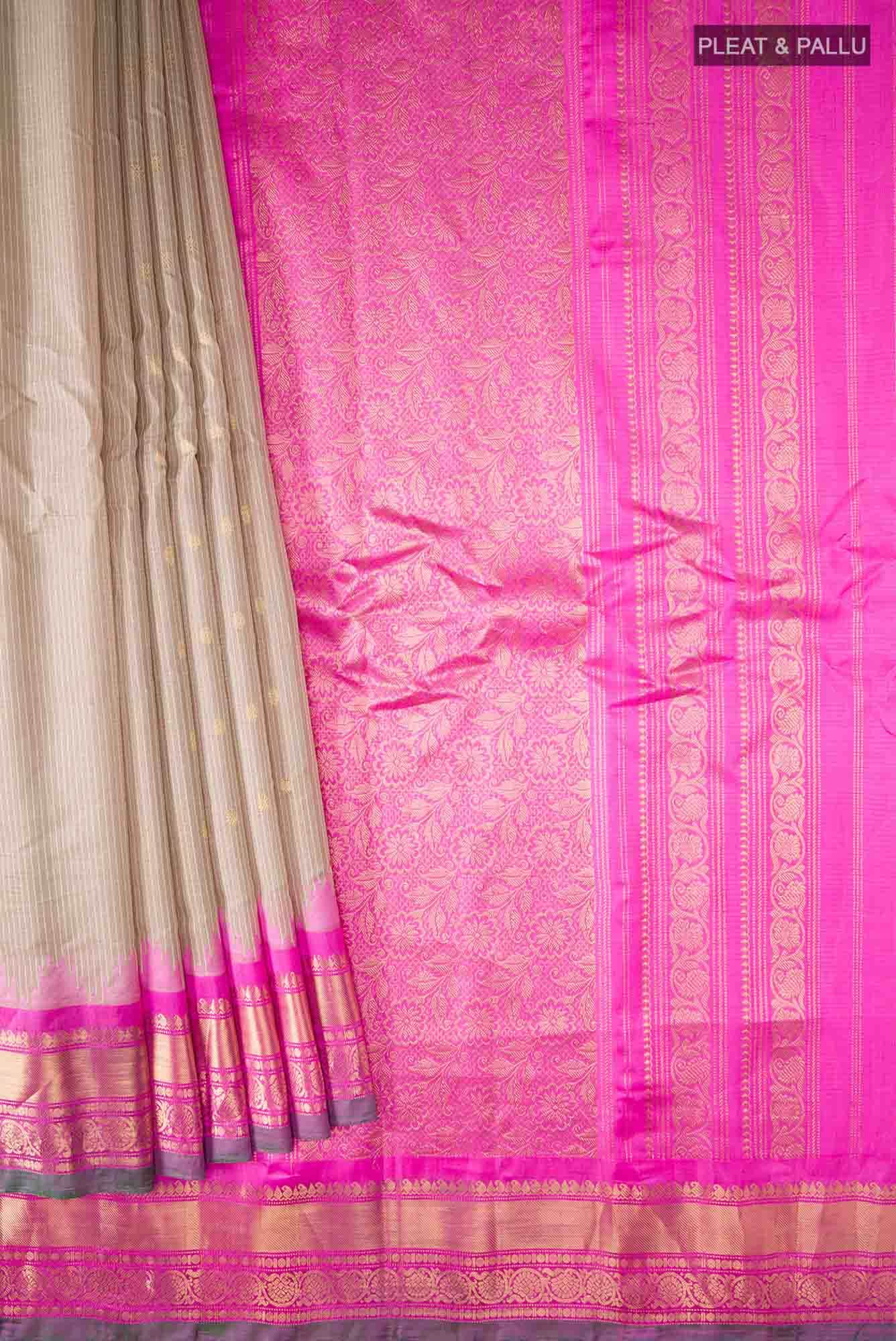 Beige Gadwal Silk Cotton Saree