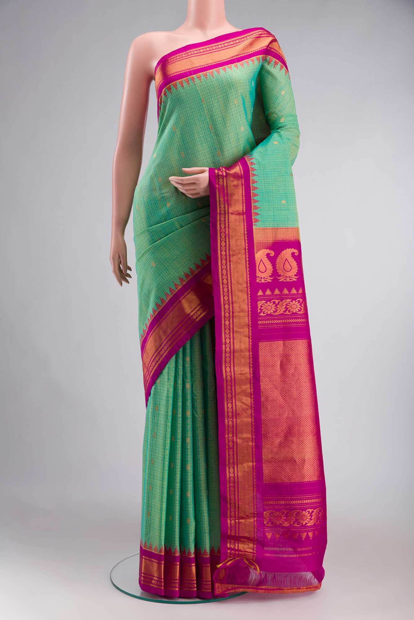 Green Gadwal Silk Cotton Saree