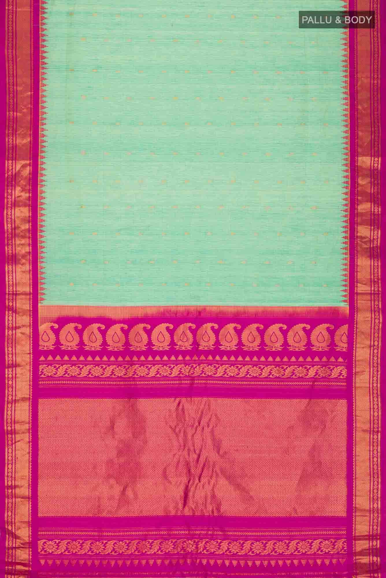 Green Gadwal Silk Cotton Saree