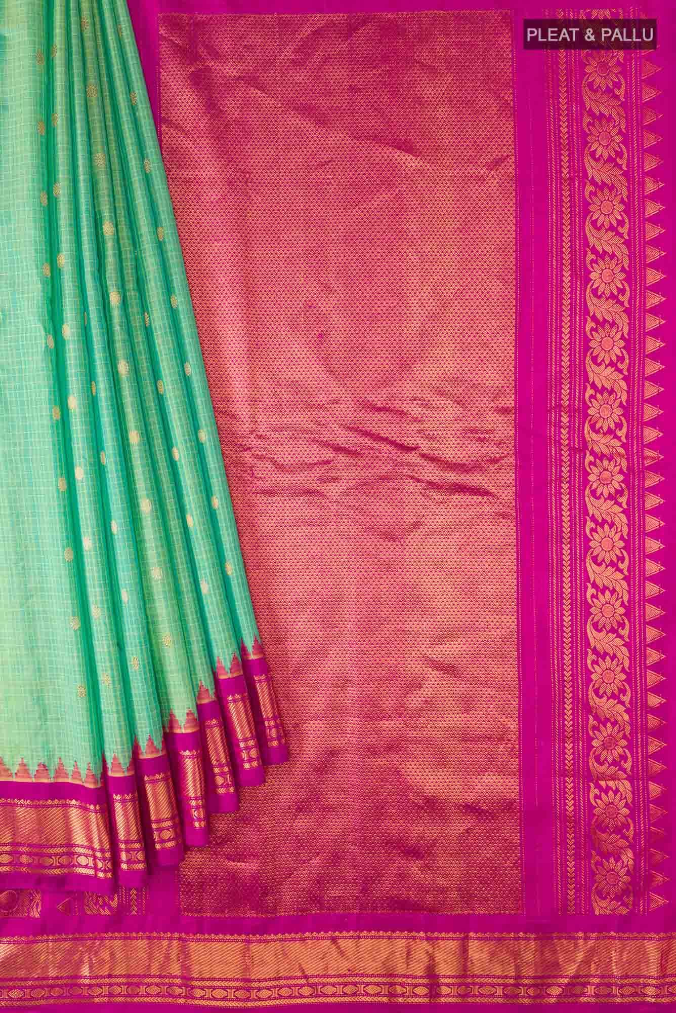 Green Gadwal Silk Cotton Saree