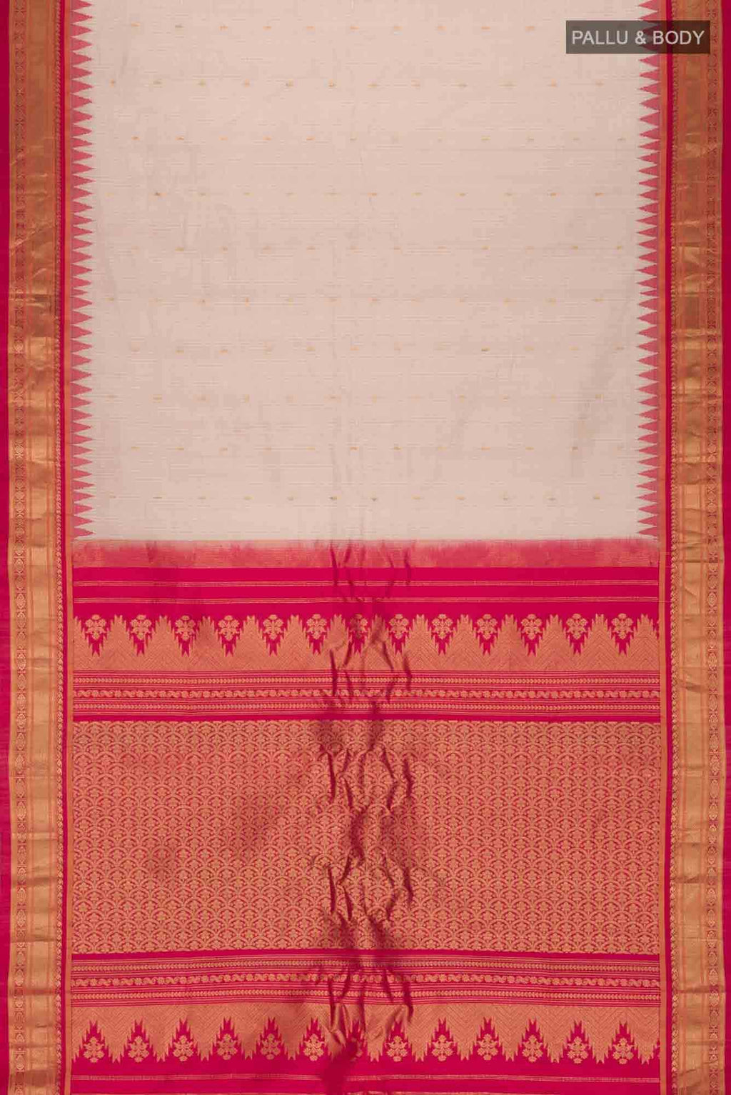 Beige Gadwal Silk Cotton Saree