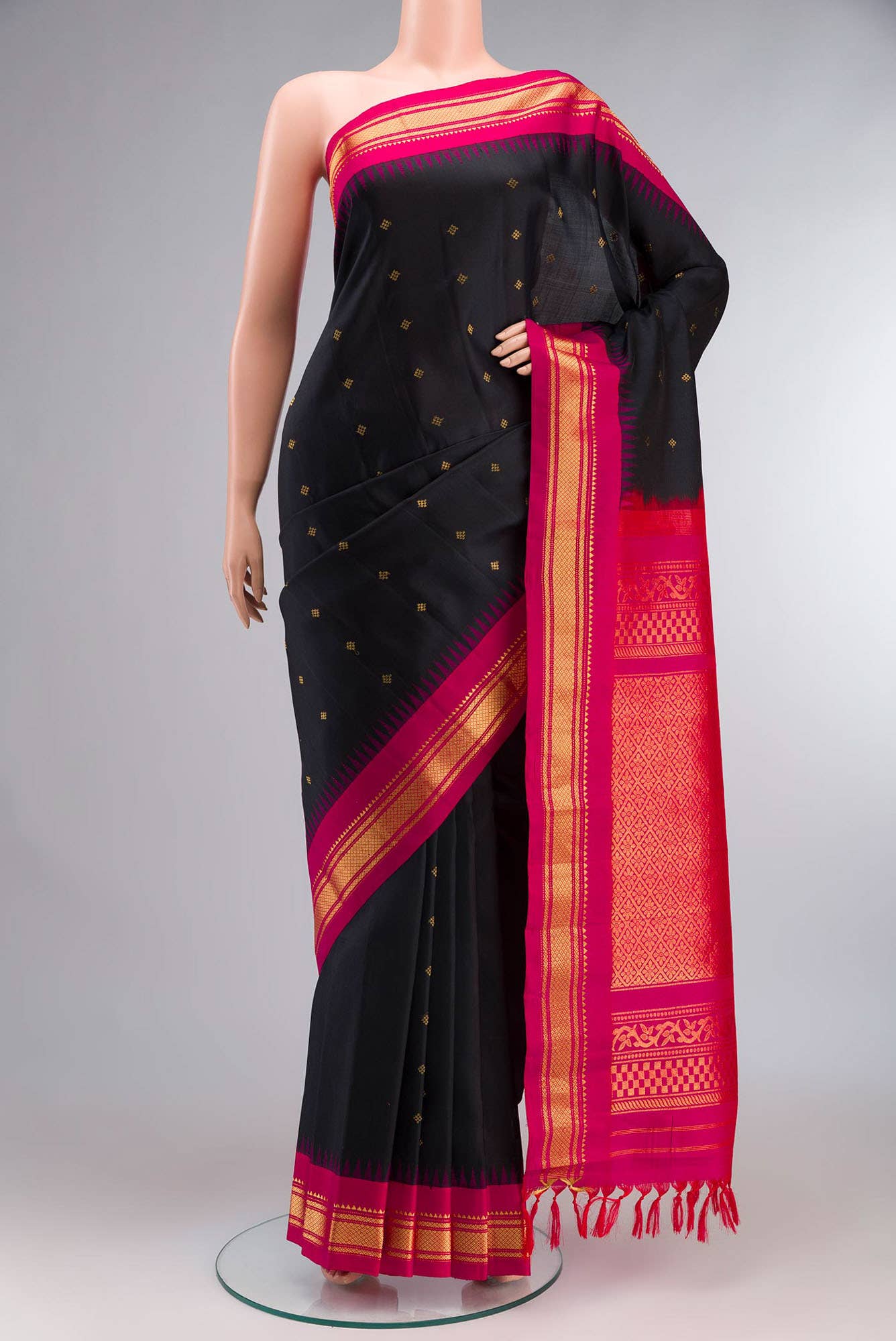 Black Gadwal Silk Saree