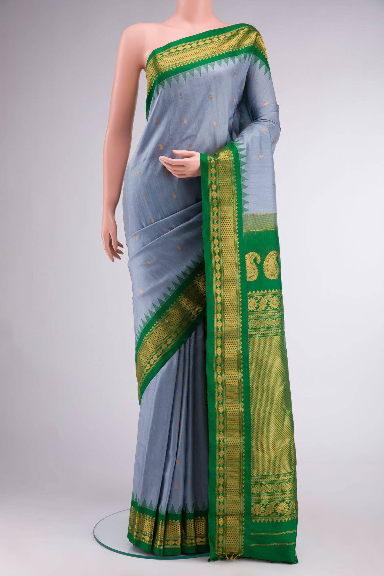 Blue Gadwal Silk Saree