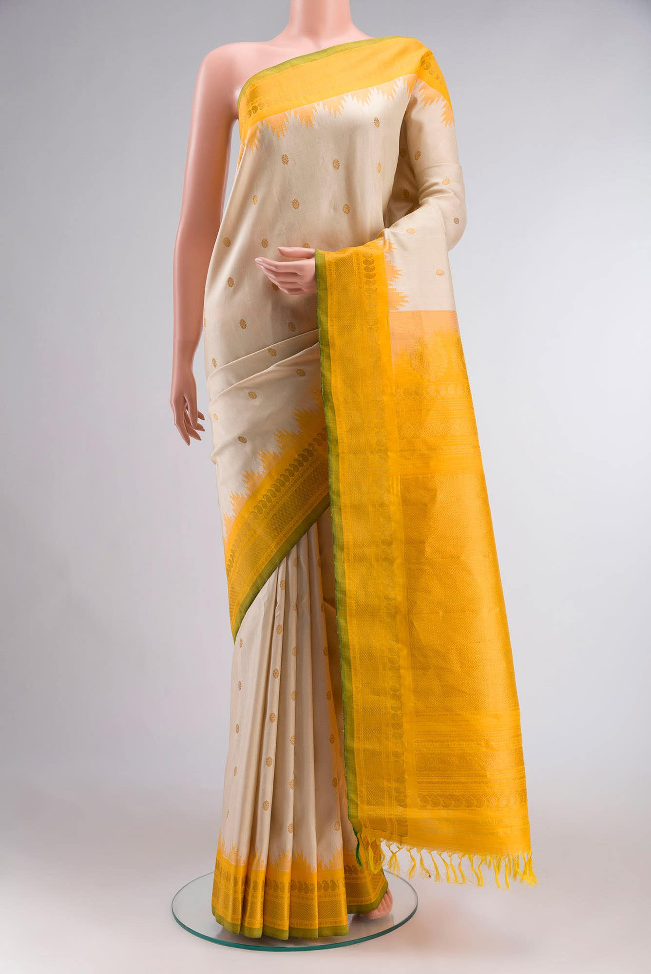 Beige Gadwal Silk Saree