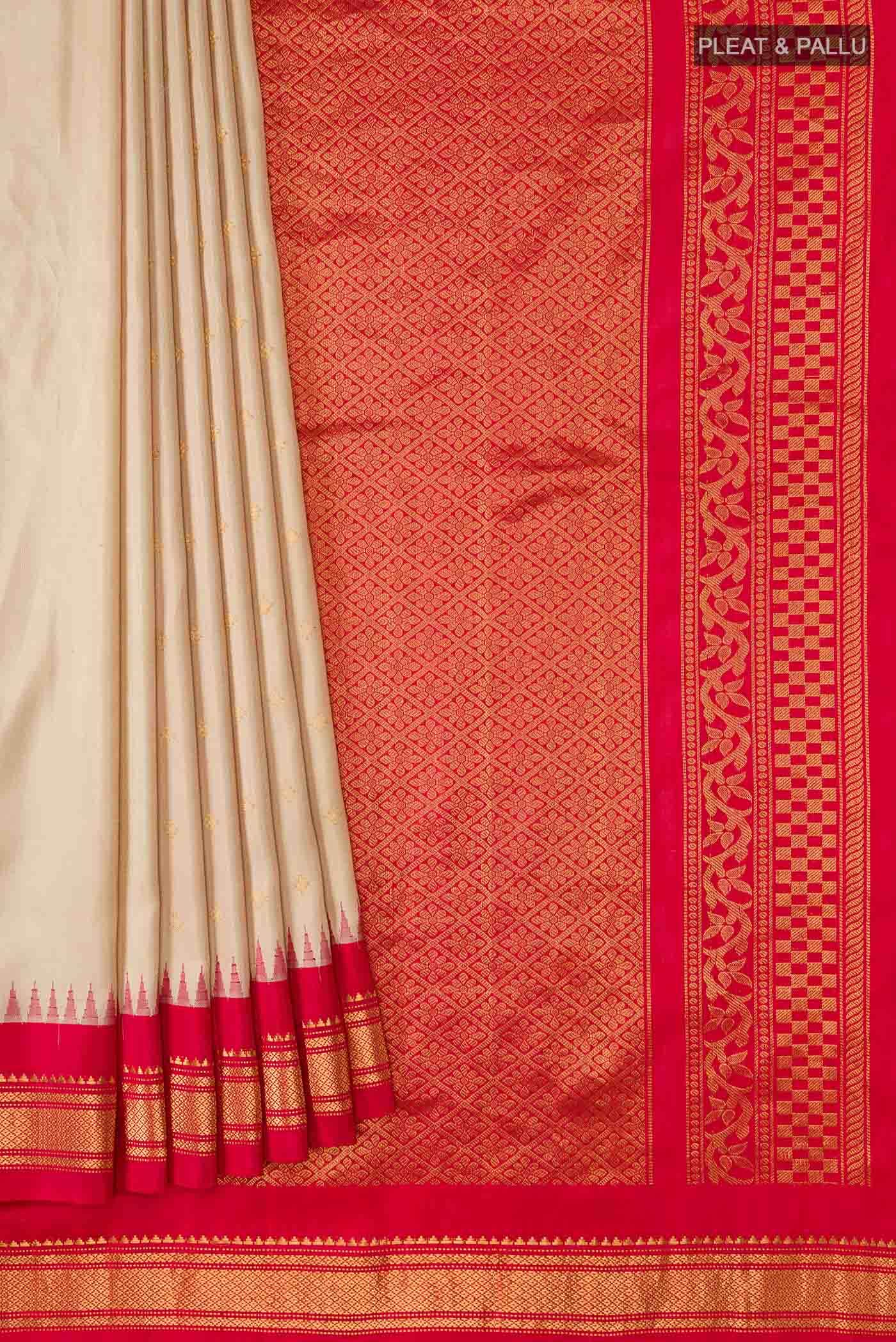 Beige Gadwal Silk Saree