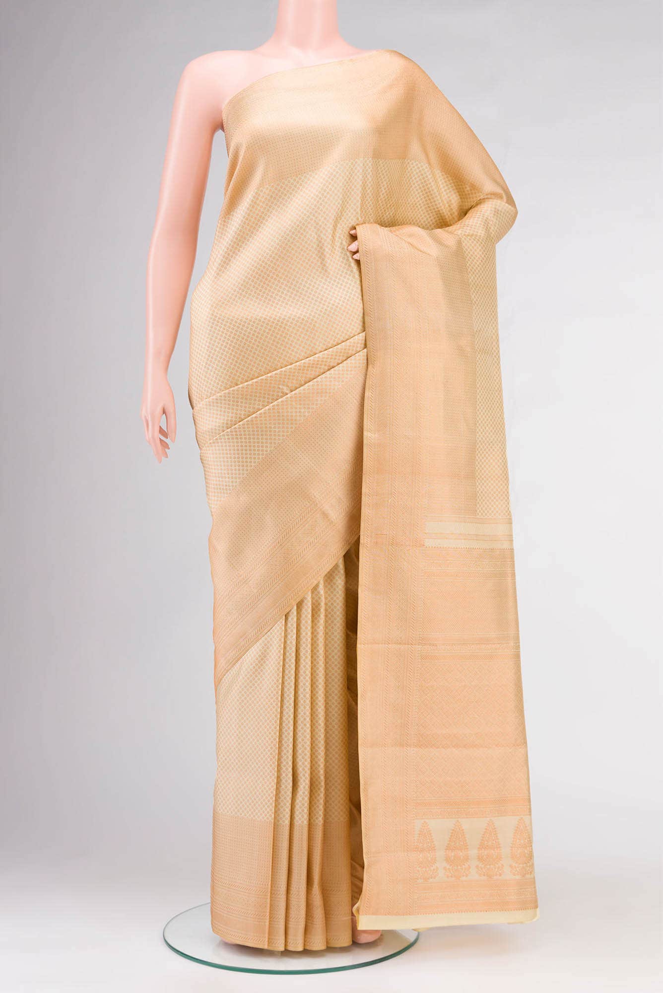 Cream Kanchipuram Silk Saree
