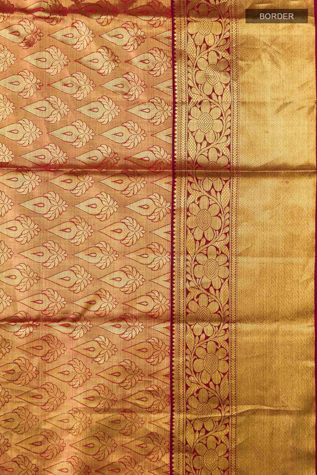 Gold with Maroon Dual Tone Kanchipuram Tissue Silk Saree