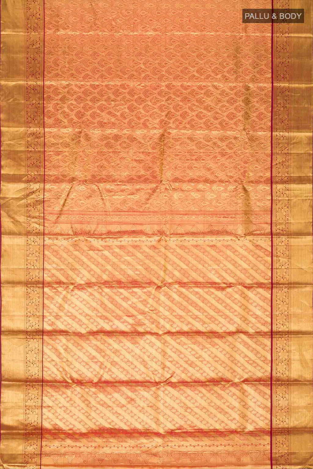 Gold with Maroon Dual Tone Kanchipuram Tissue Silk Saree