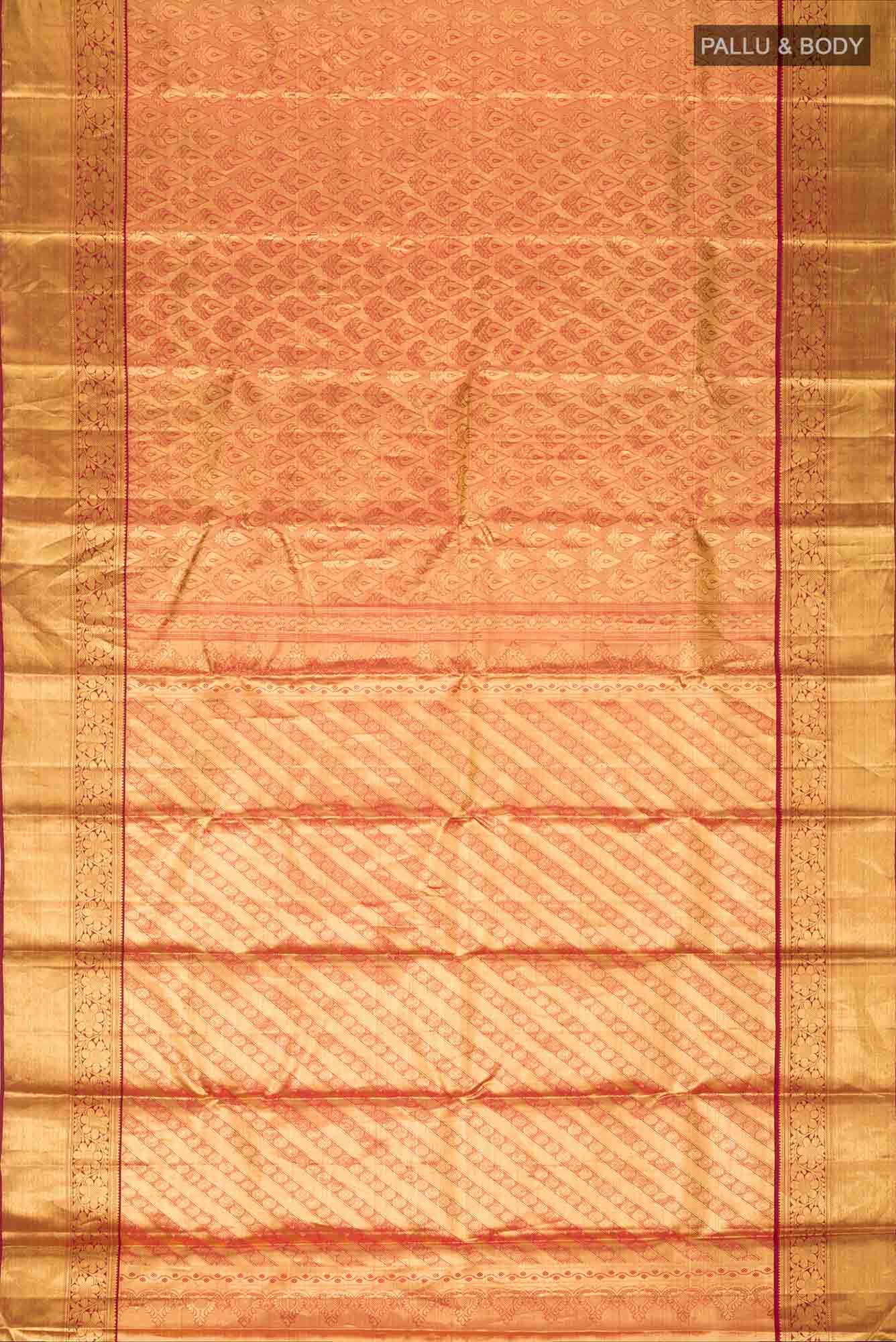 Gold with Maroon Dual Tone Kanchipuram Tissue Silk Saree