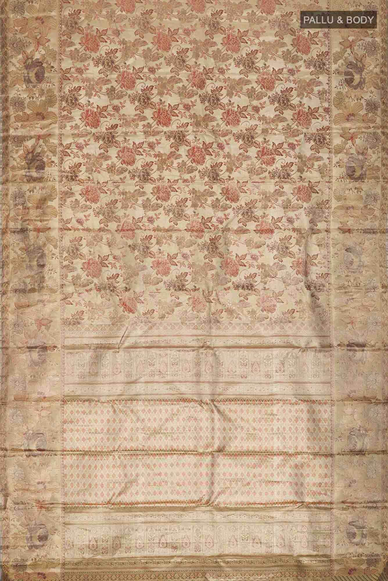 Gold with Brown Dual Tone Kanchipuram Tissue Silk Saree