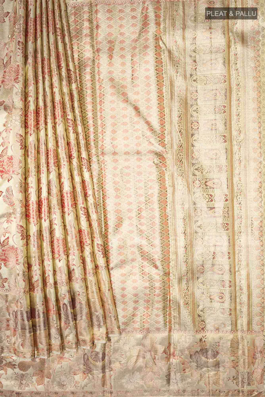 Gold with Brown Dual Tone Kanchipuram Tissue Silk Saree