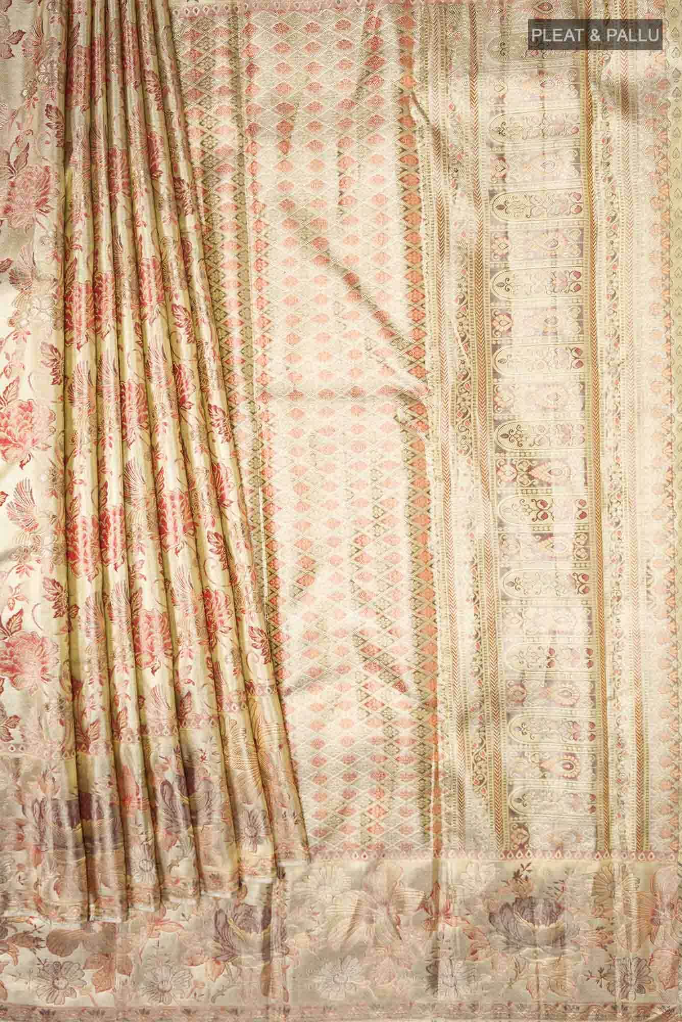Gold with Brown Dual Tone Kanchipuram Tissue Silk Saree