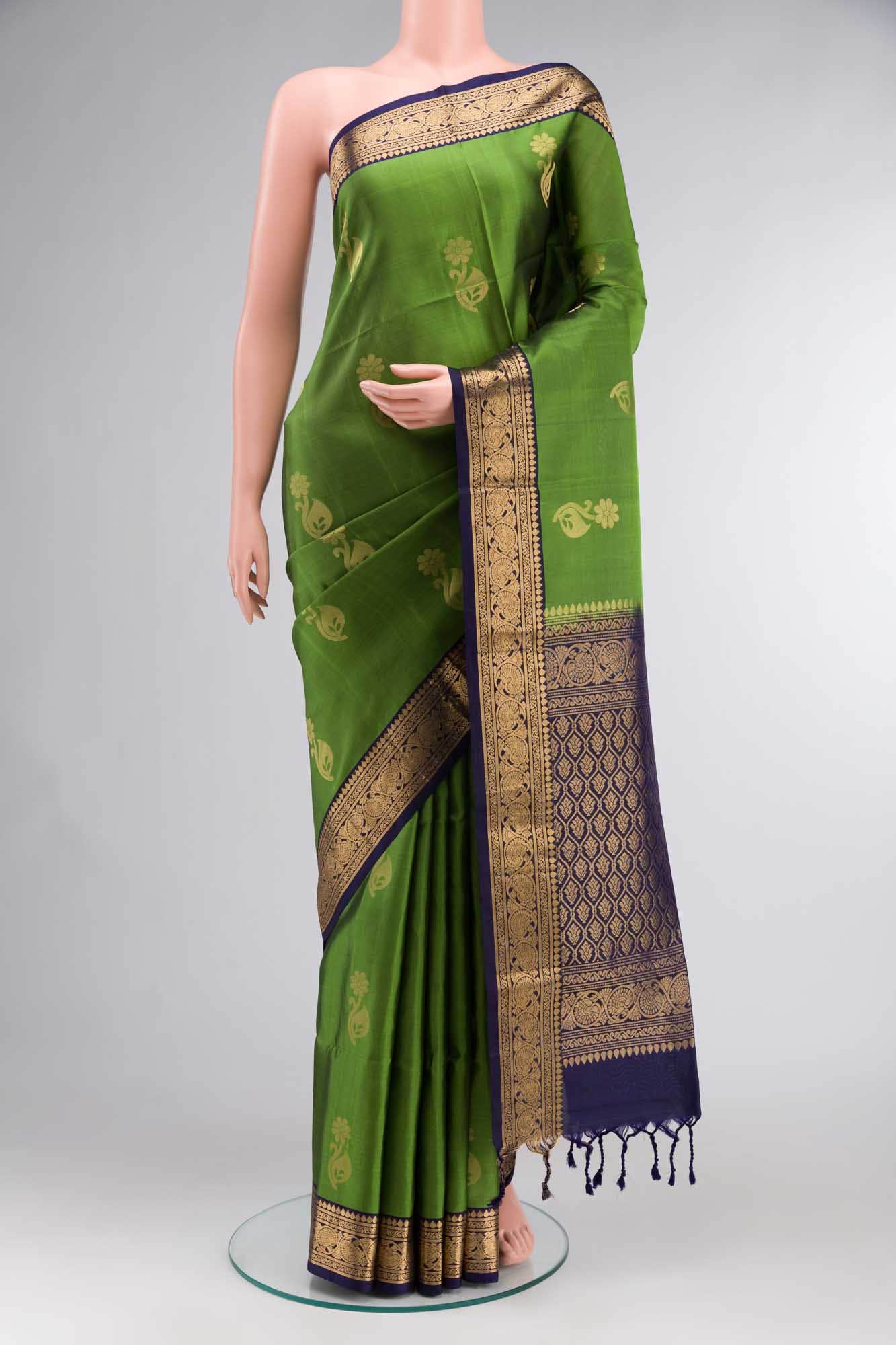 Green Dual Tone Soft Silk Saree