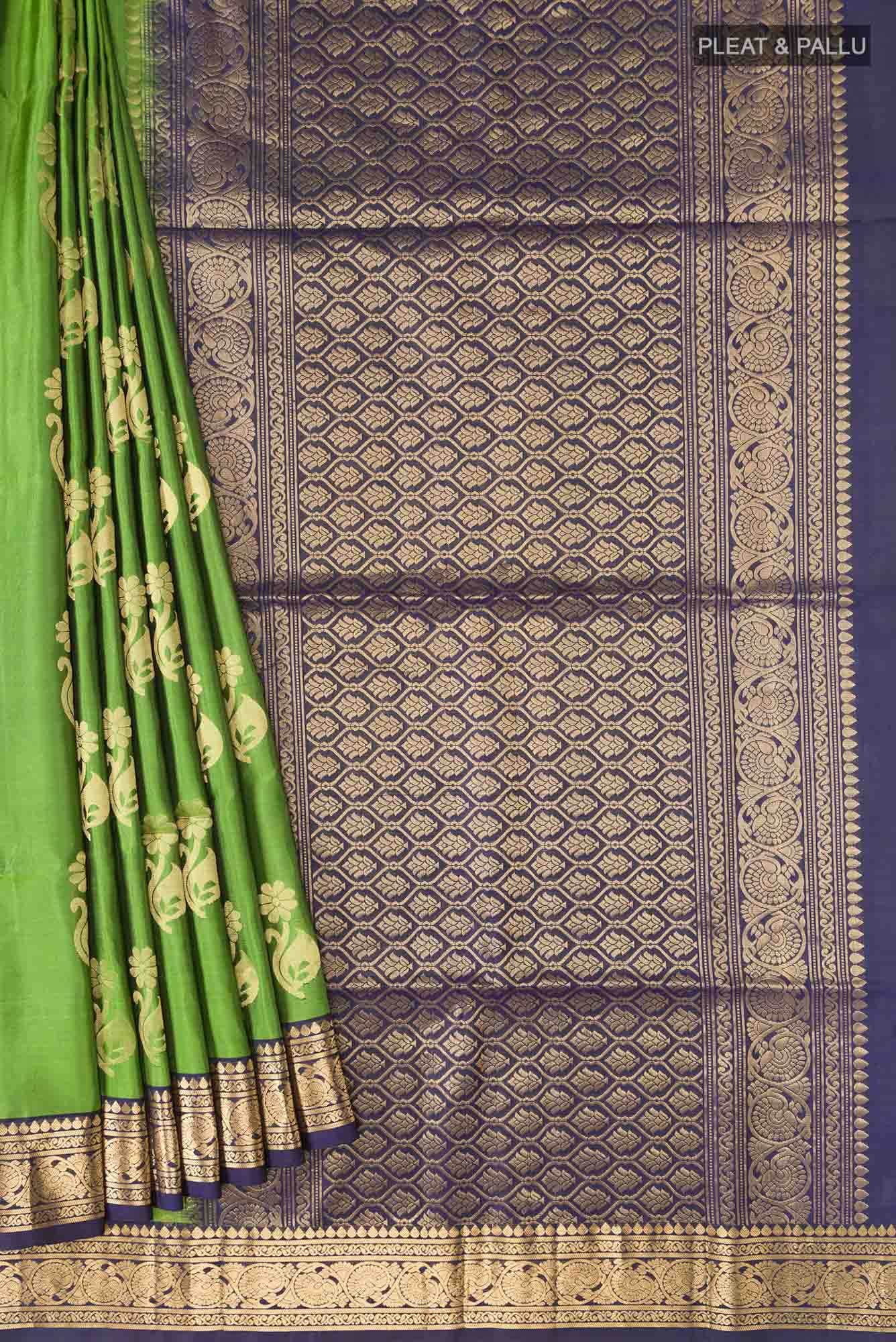 Green Dual Tone Soft Silk Saree