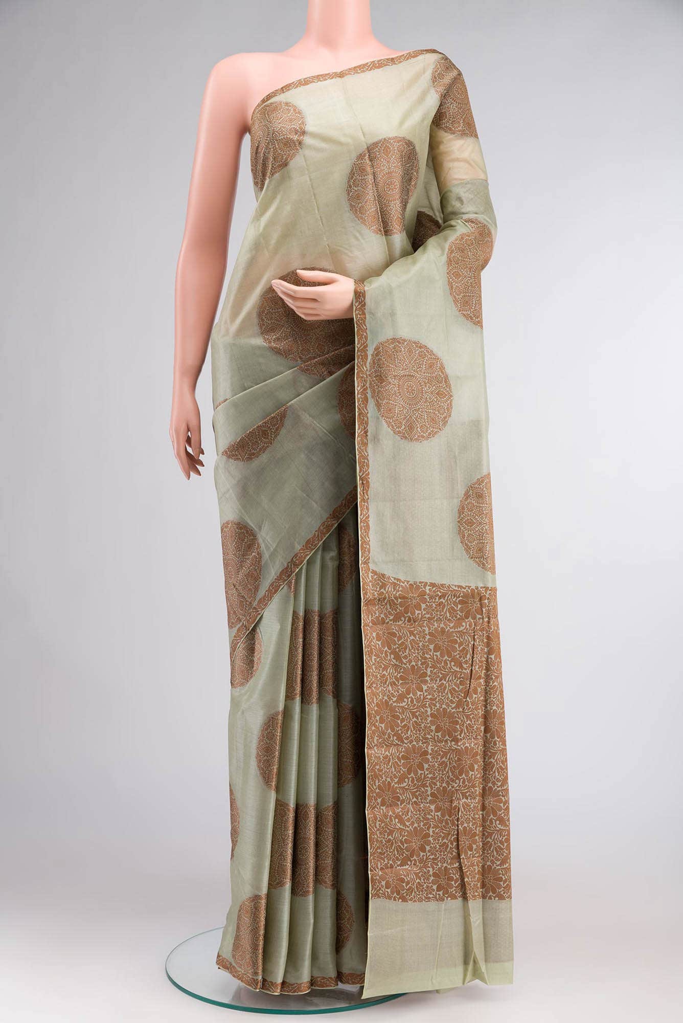 Green Banarasi Tussar Silk Saree
