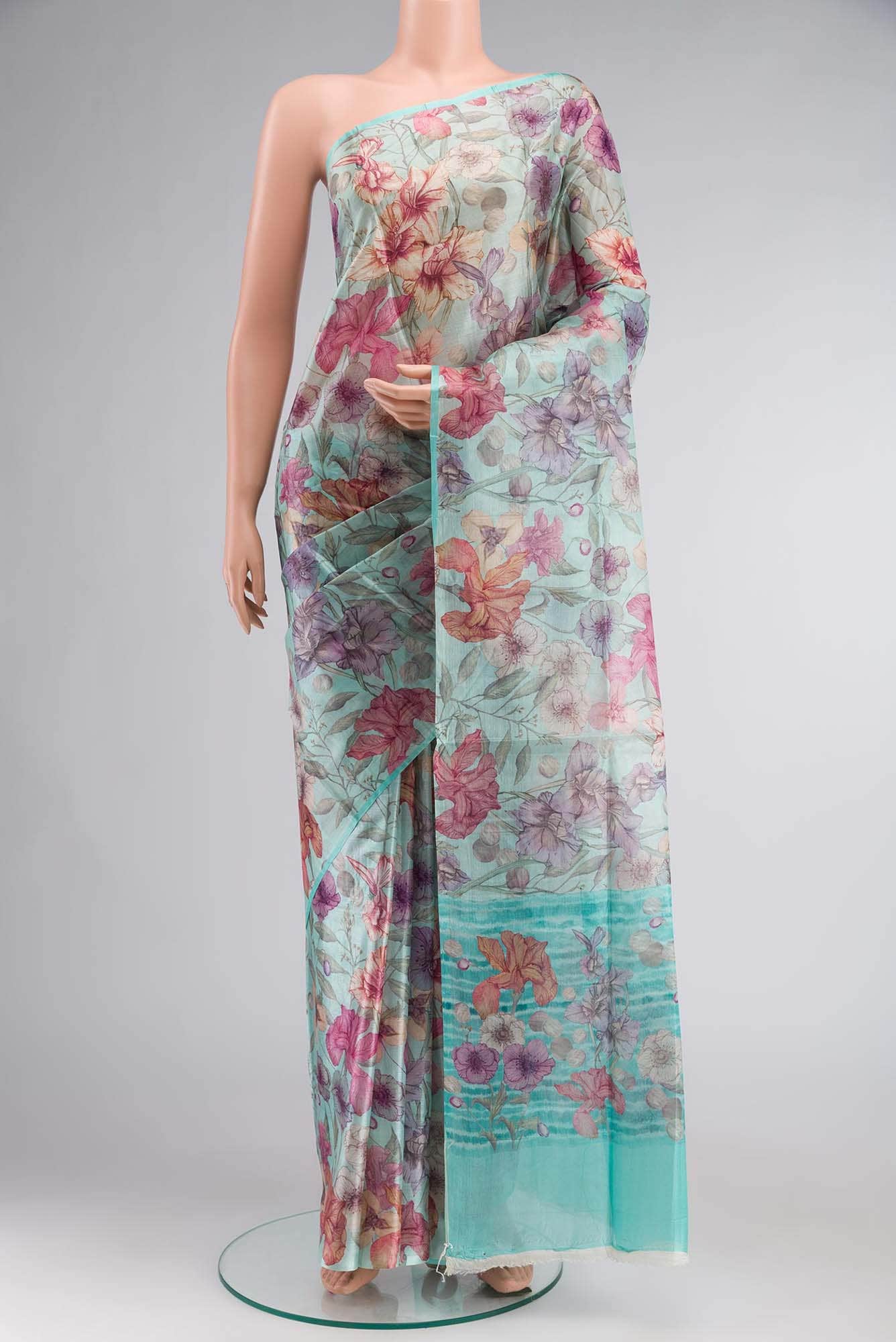 Blue Banarasi Tussar Silk Saree