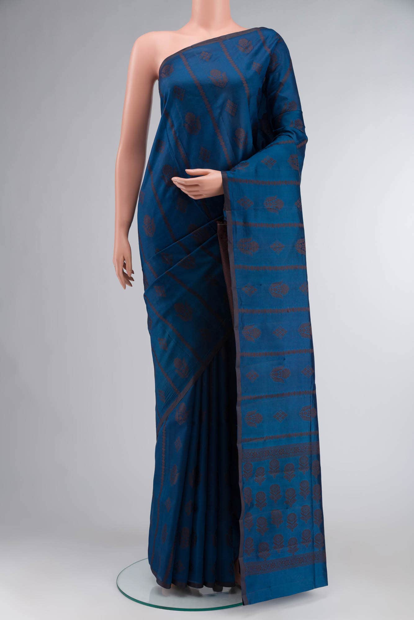 Blue Banarasi Raw Silk Saree