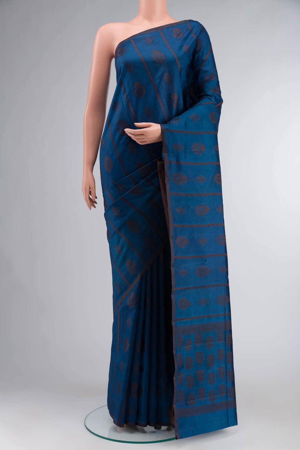 Blue Banarasi Raw Silk Saree