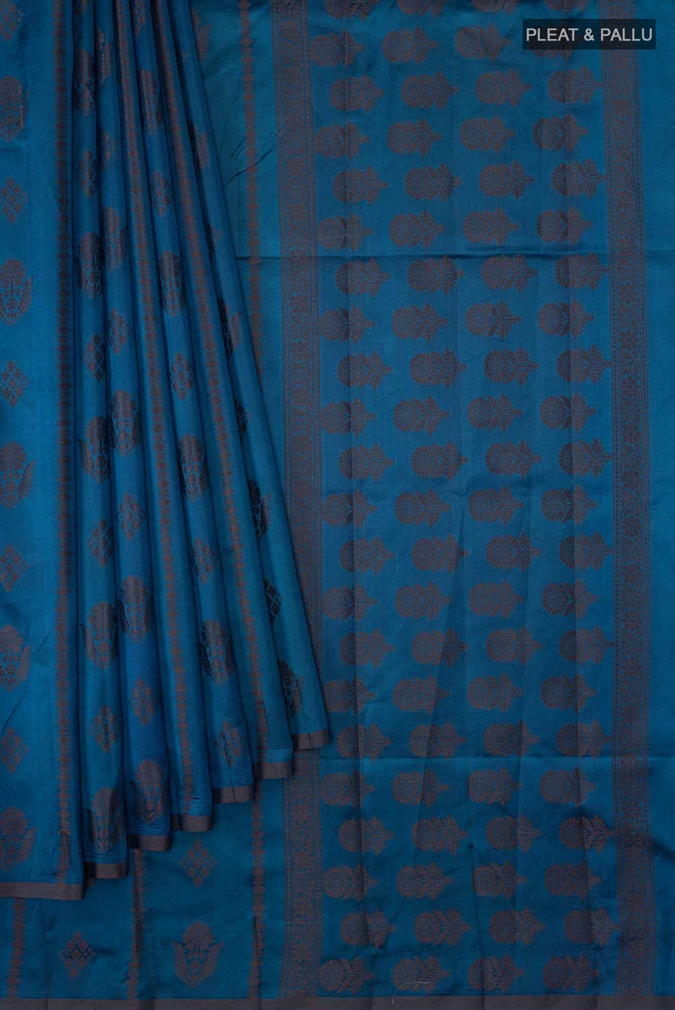 Blue Banarasi Raw Silk Saree