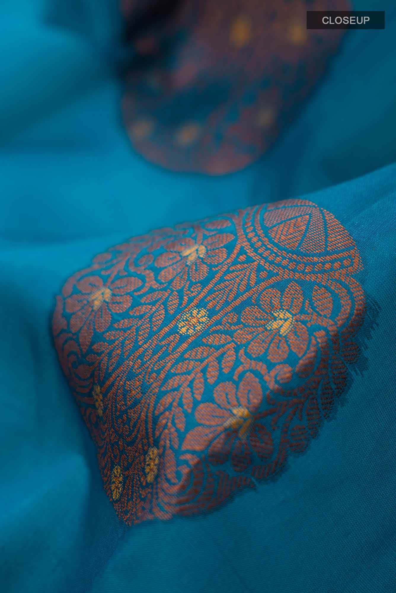 Blue Banarasi Tussar Silk Saree
