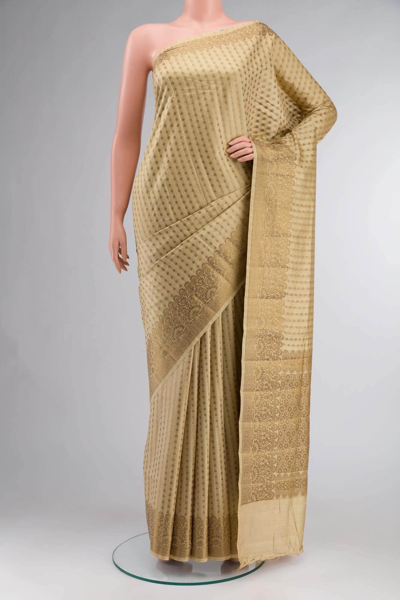 Beige Banarasi Raw Silk Saree