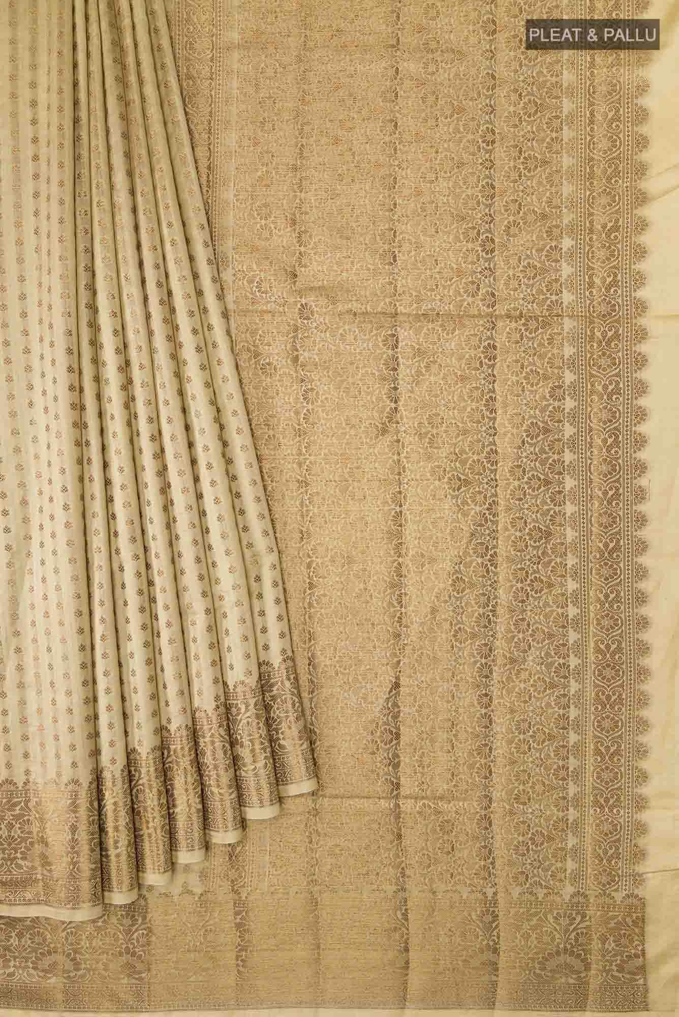 Beige Banarasi Raw Silk Saree