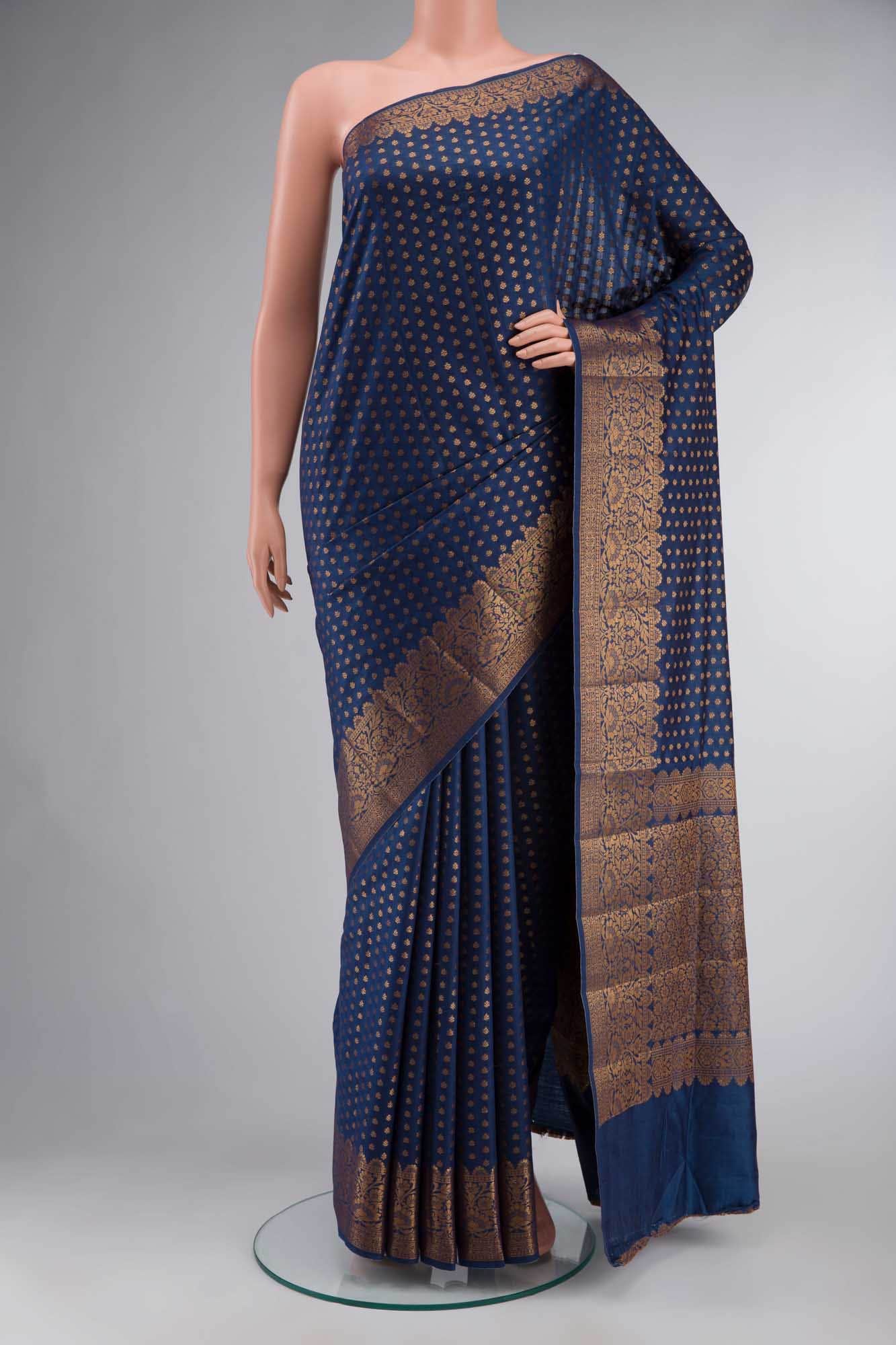 Blue Banarasi Raw Silk Saree