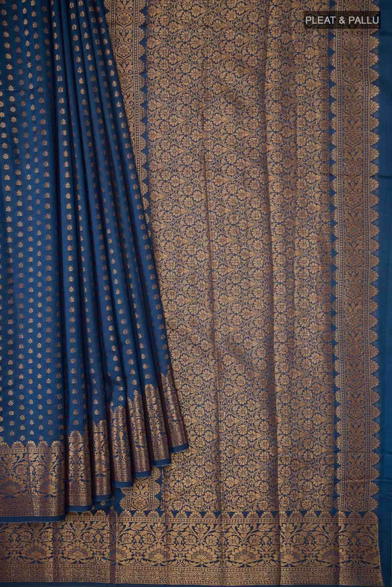Blue Banarasi Raw Silk Saree
