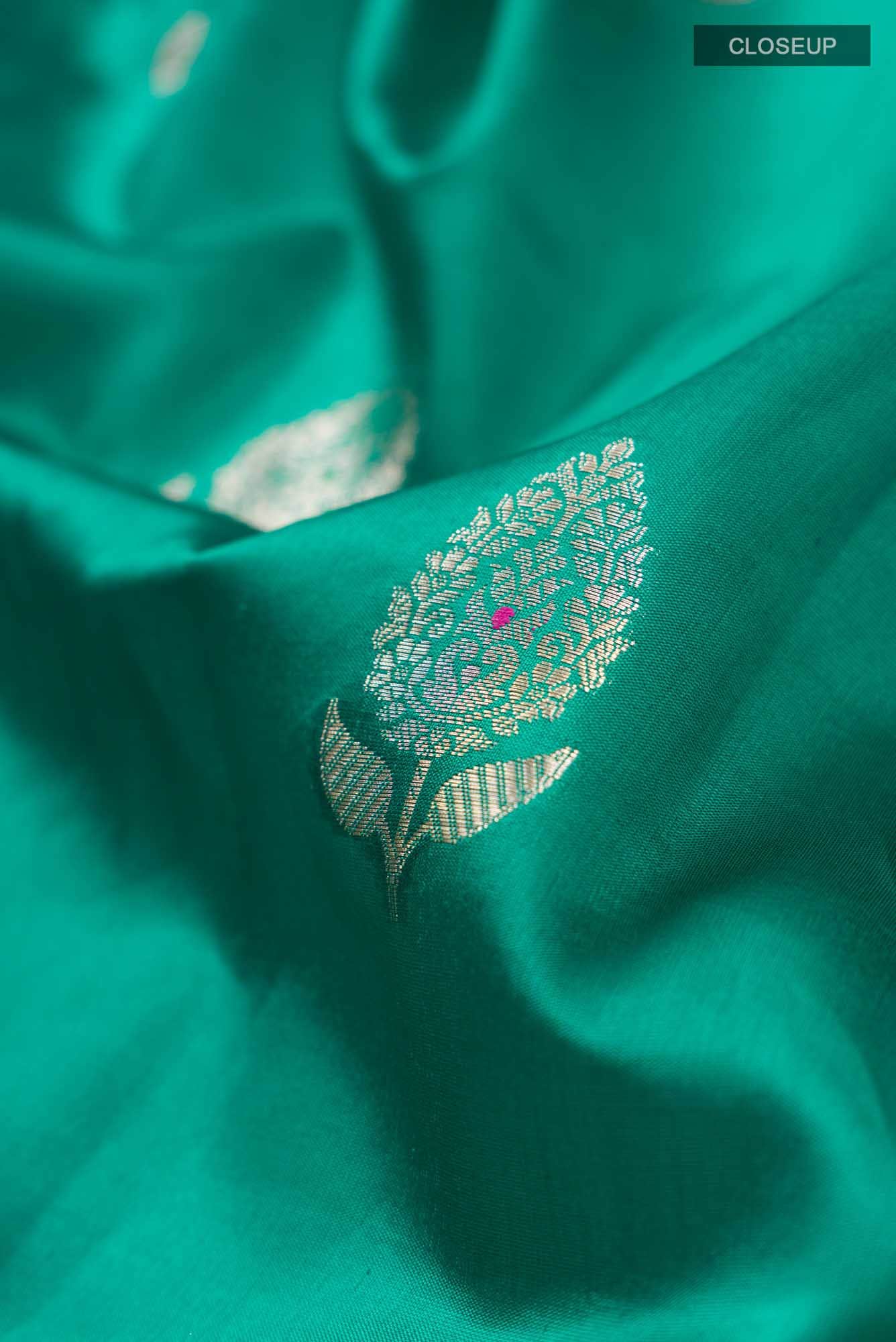 Green Banarasi Raw Silk Saree